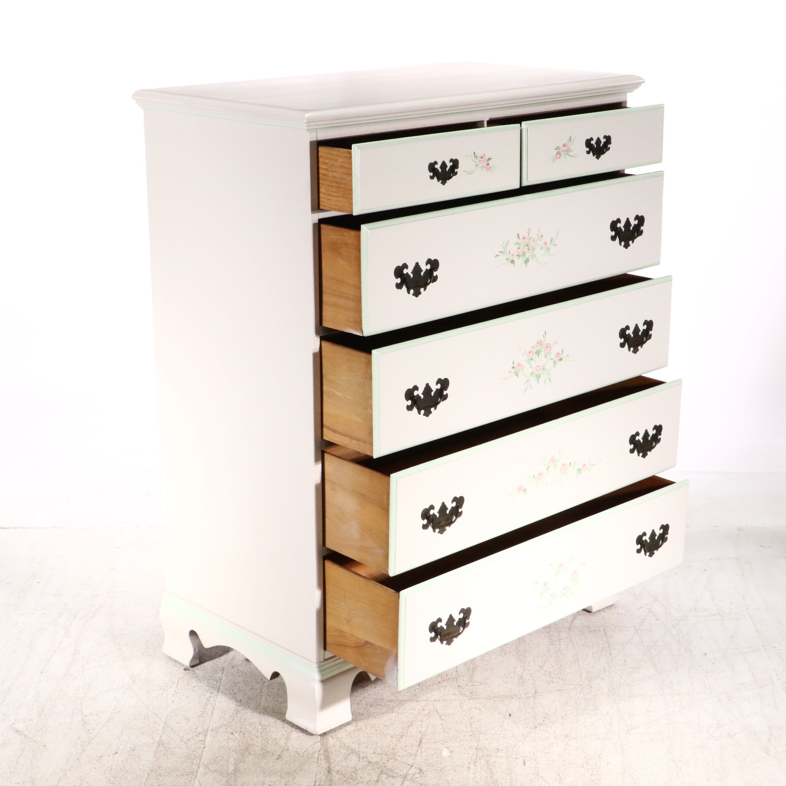 Chippendale Style White Painted Maple Chest of Drawers