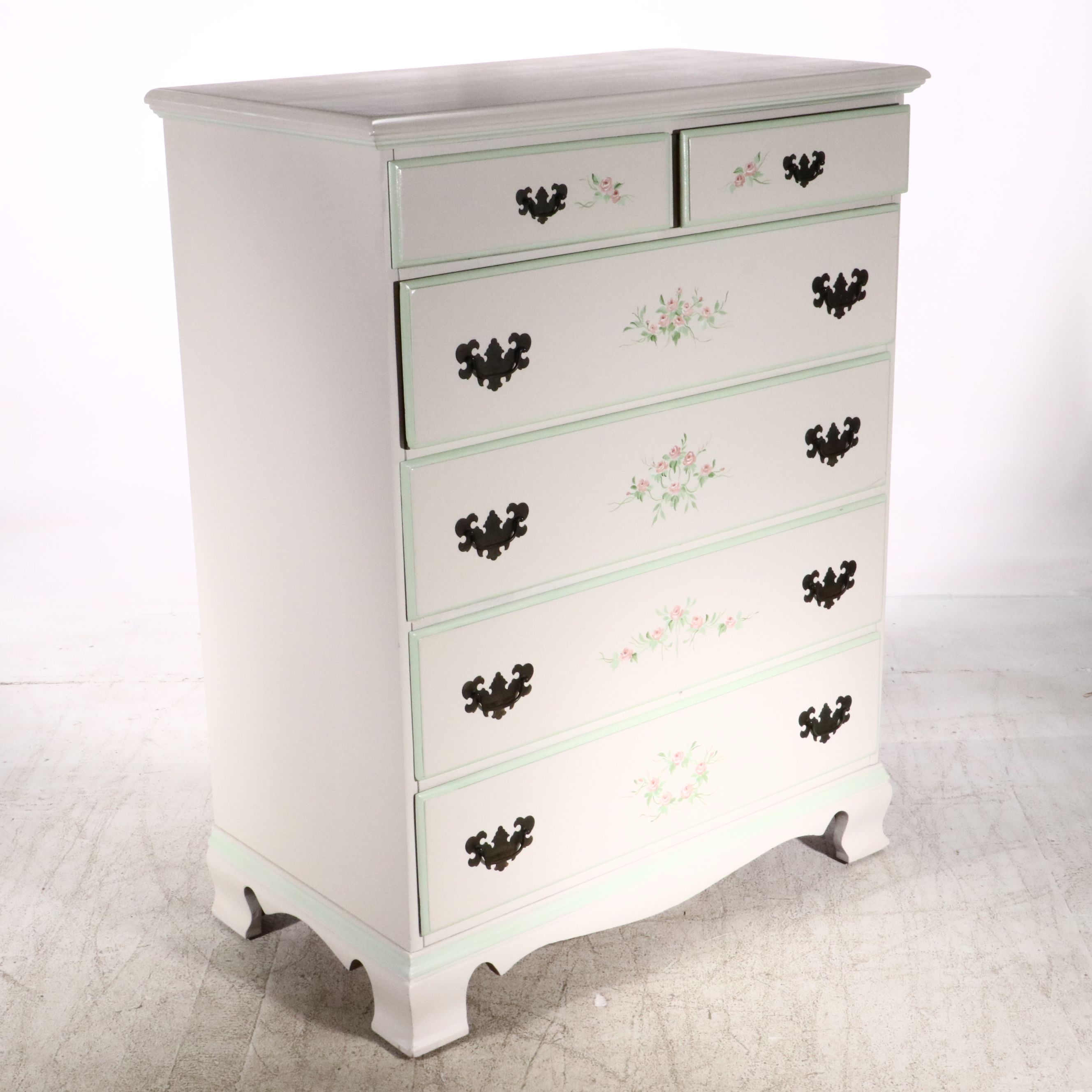 Chippendale Style White Painted Maple Chest of Drawers