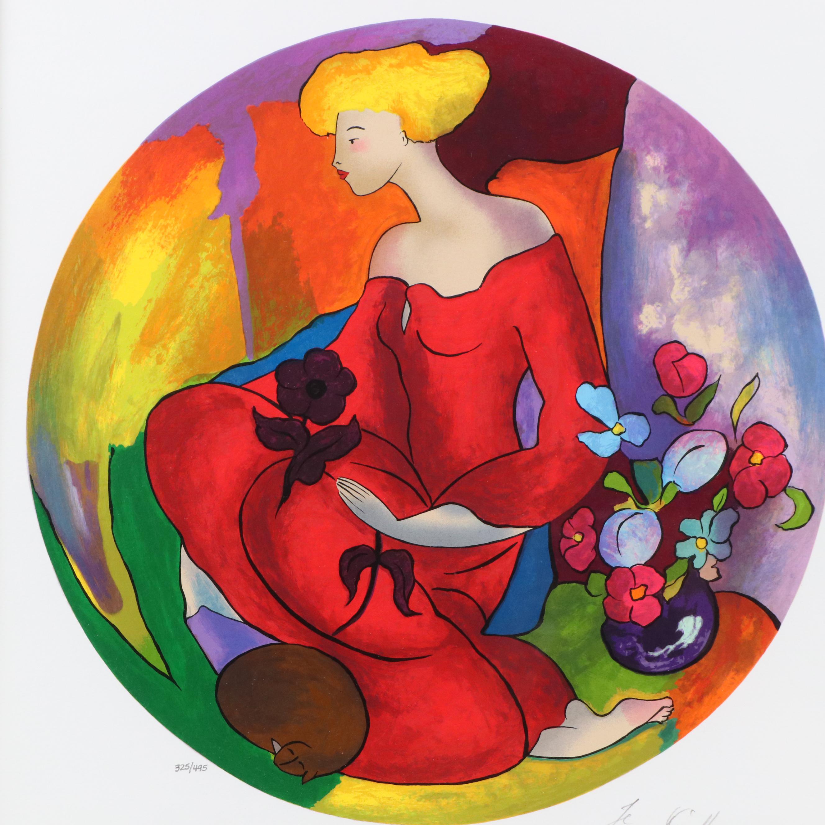 Linda Le Kinff Serigraph "L'Orchidee Noire"