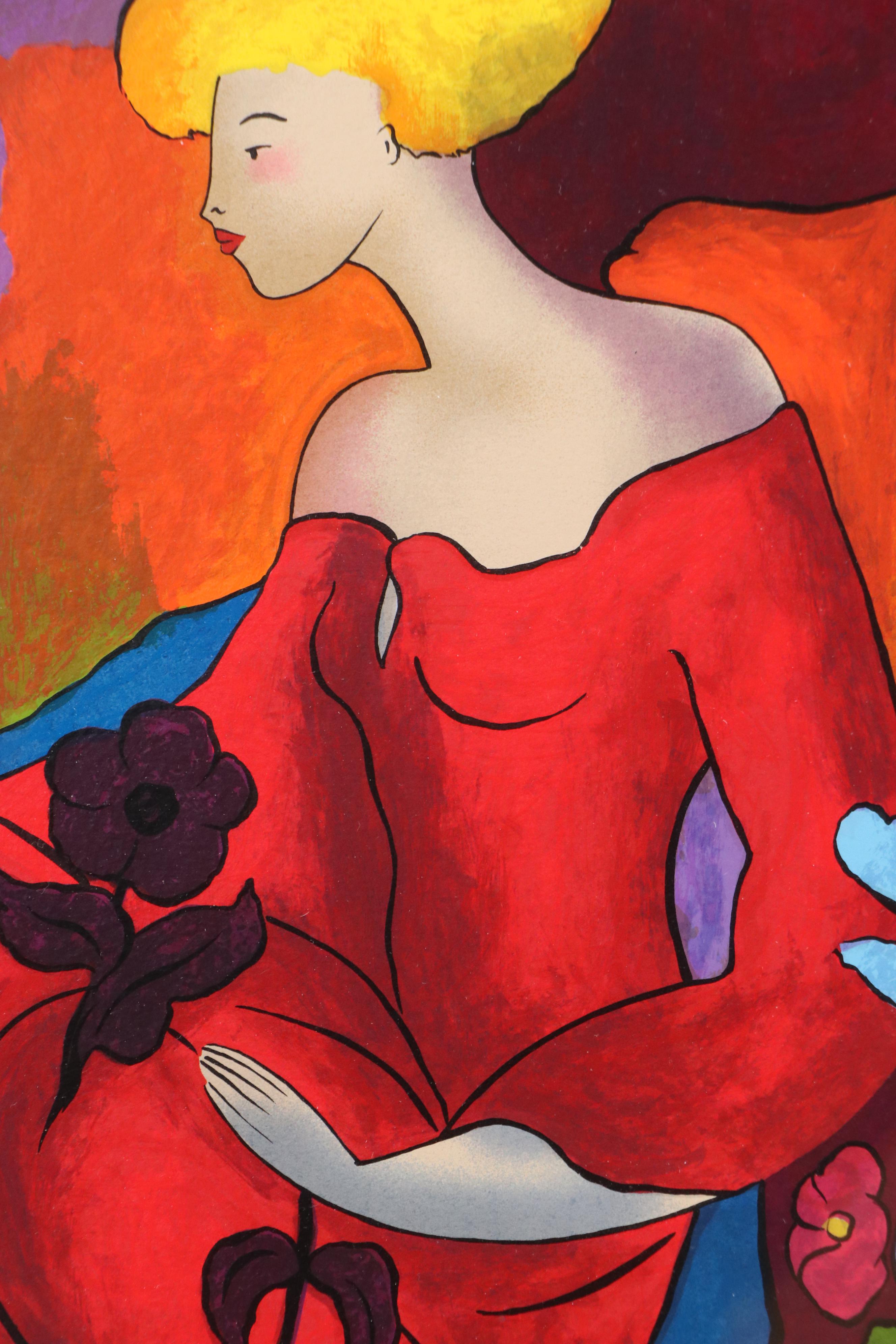 Linda Le Kinff Serigraph "L'Orchidee Noire"