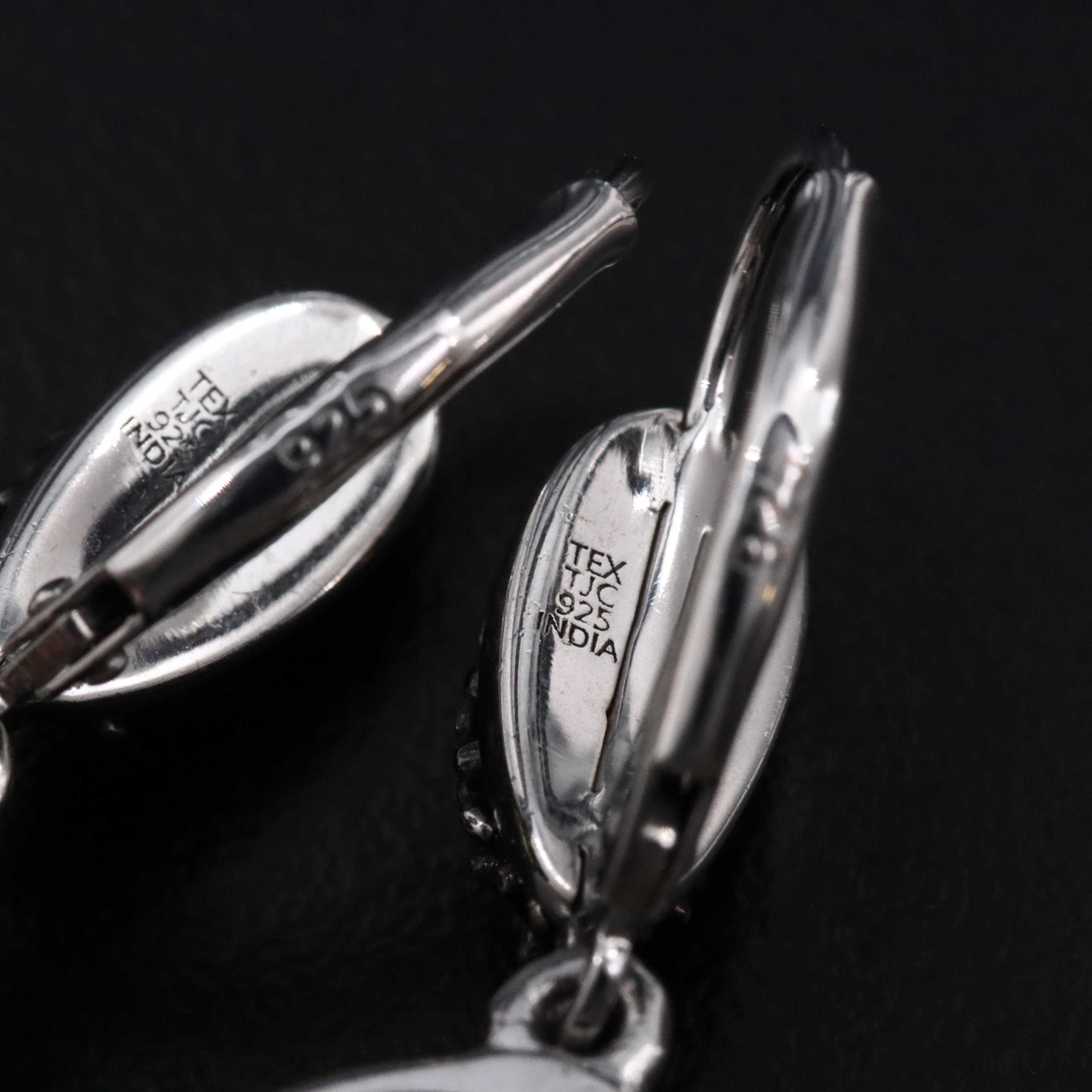 Sterling Citrine and Diopside Dangle Earrings