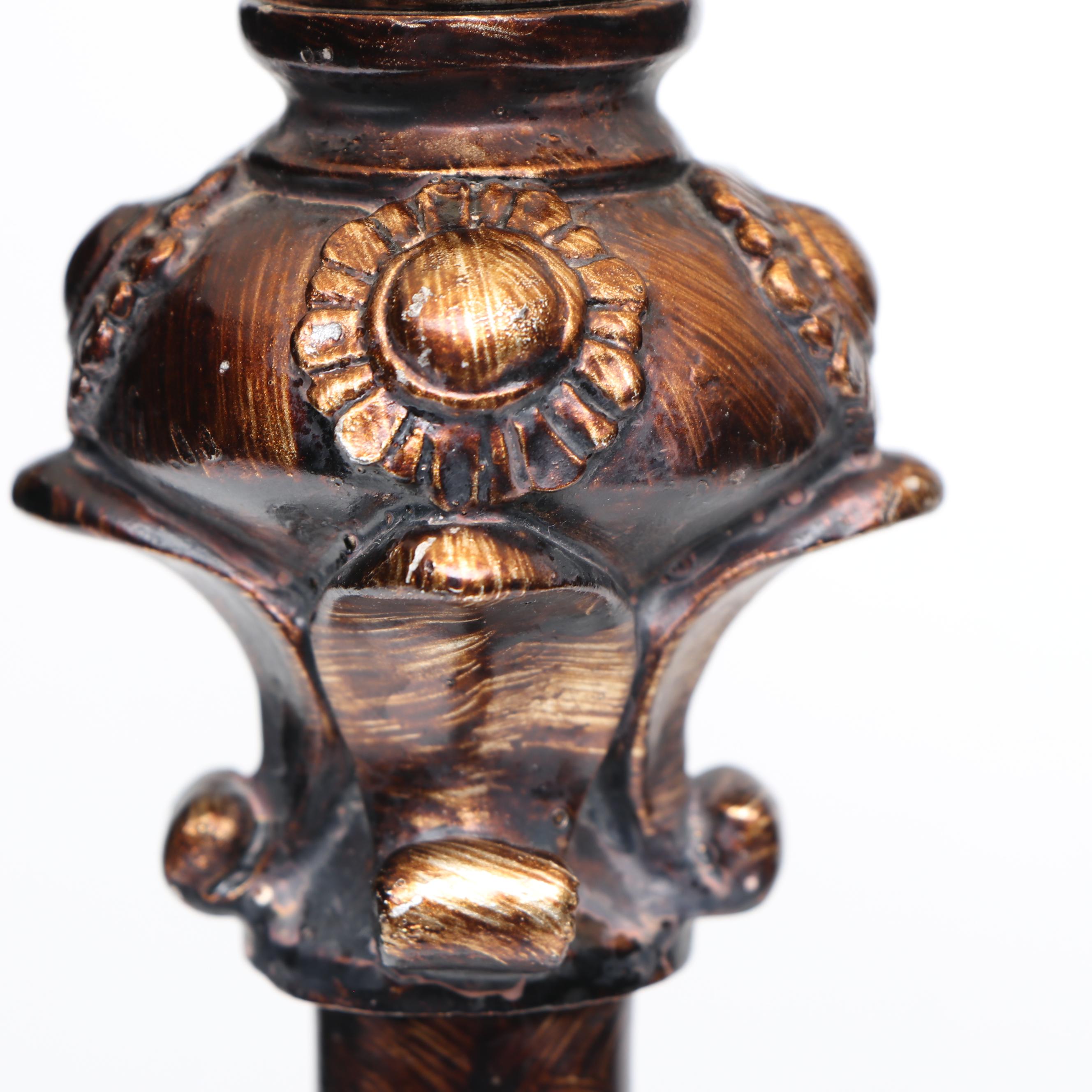 Neoclassical Style Wood Console Table Lamps with Silk Shades