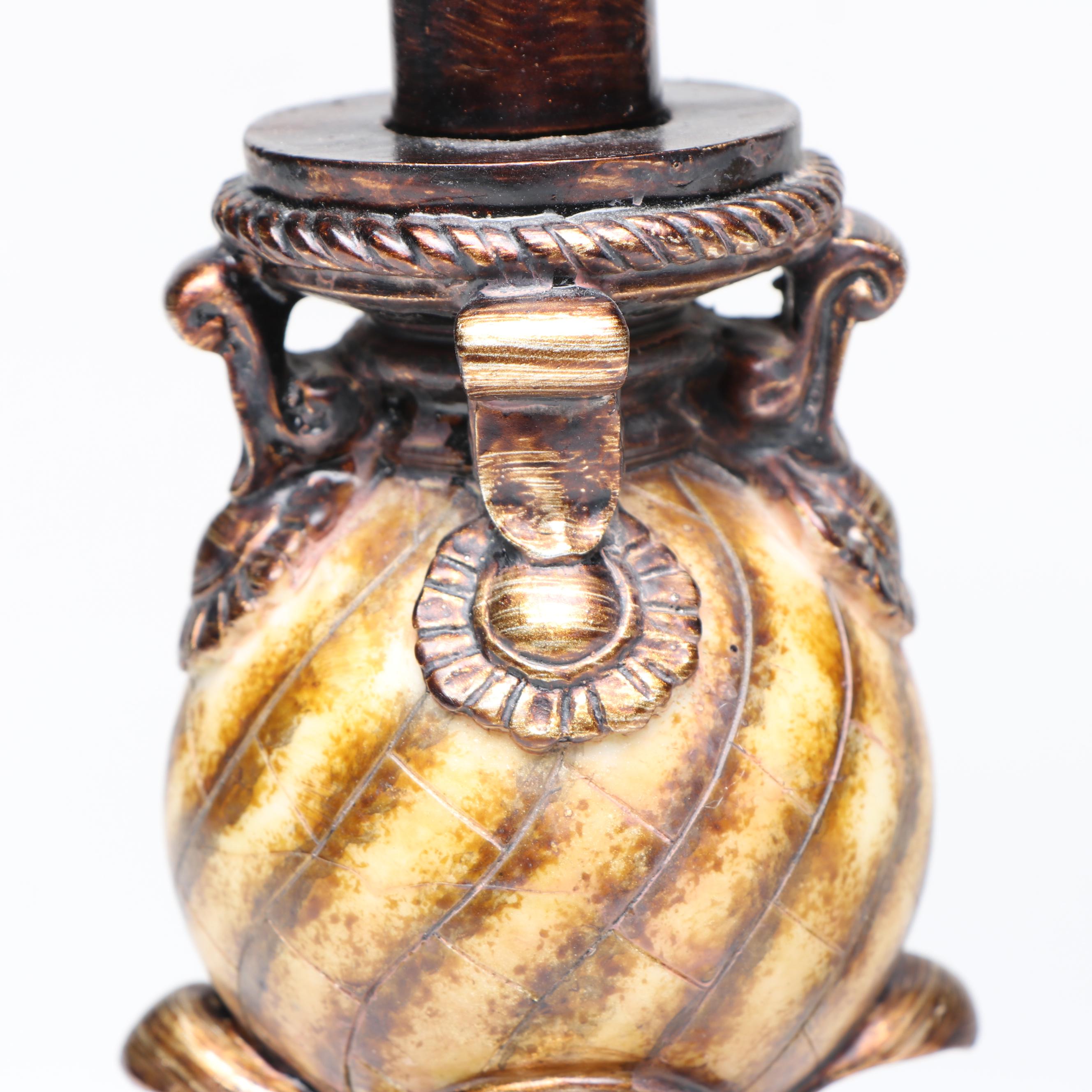 Neoclassical Style Wood Console Table Lamps with Silk Shades