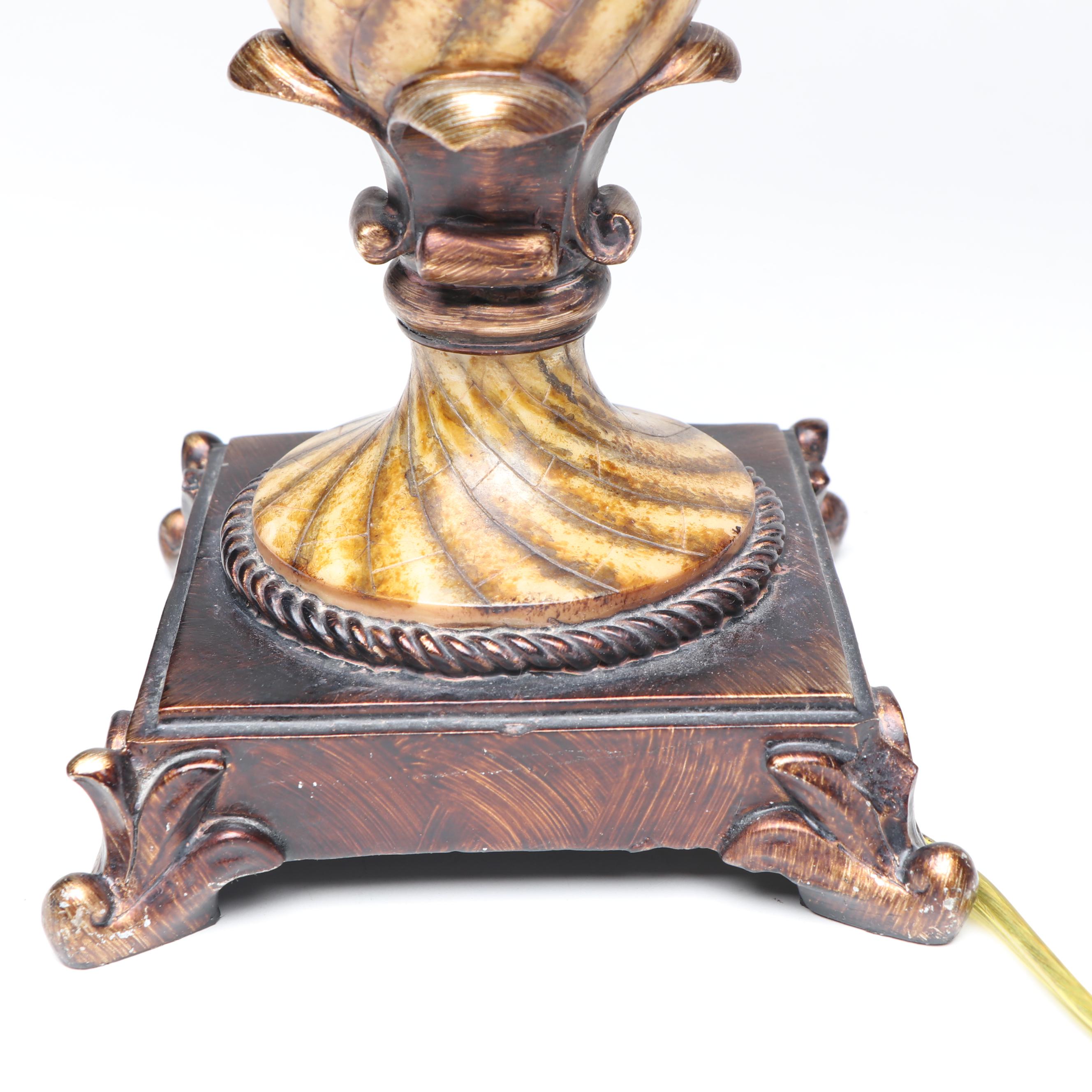 Neoclassical Style Wood Console Table Lamps with Silk Shades