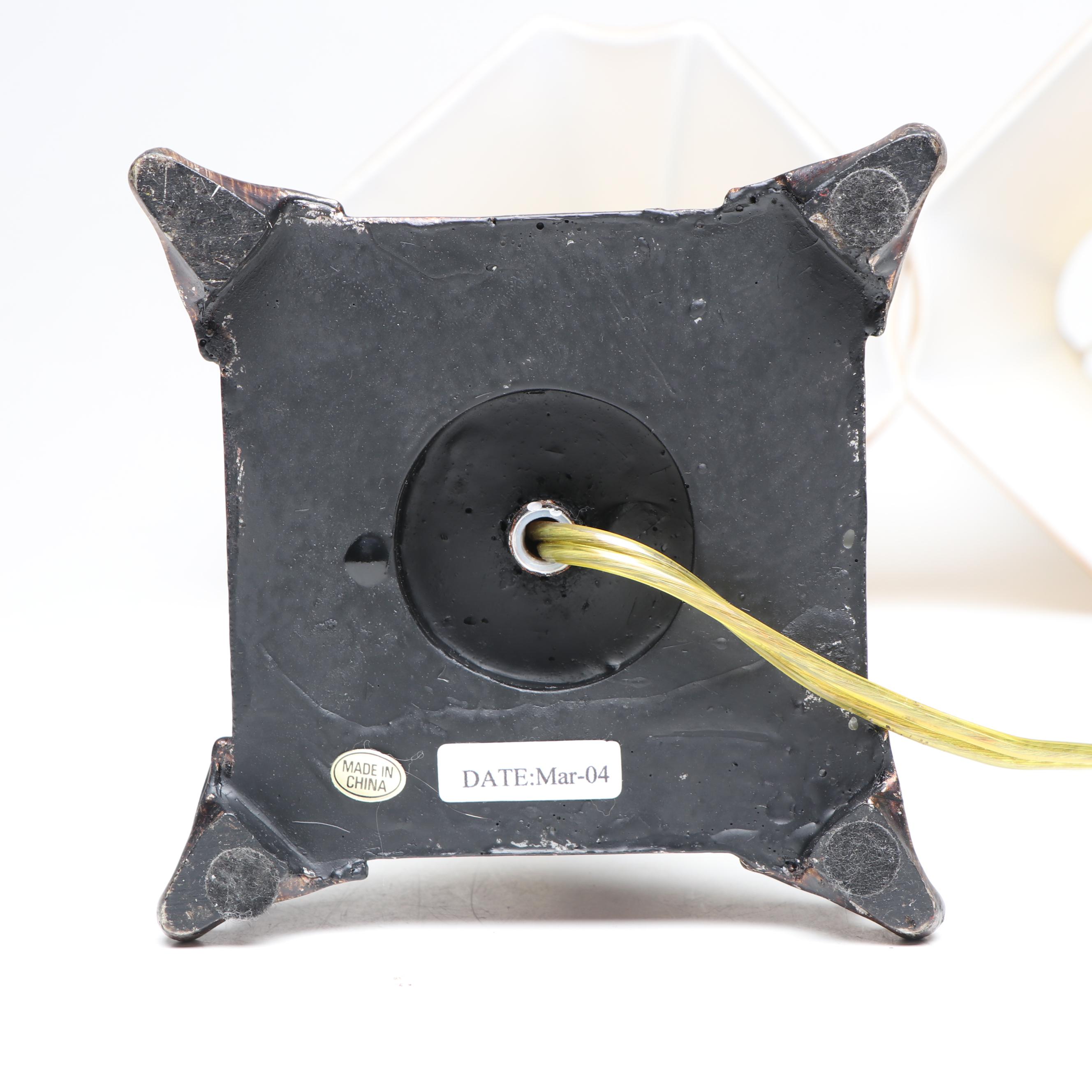 Neoclassical Style Wood Console Table Lamps with Silk Shades