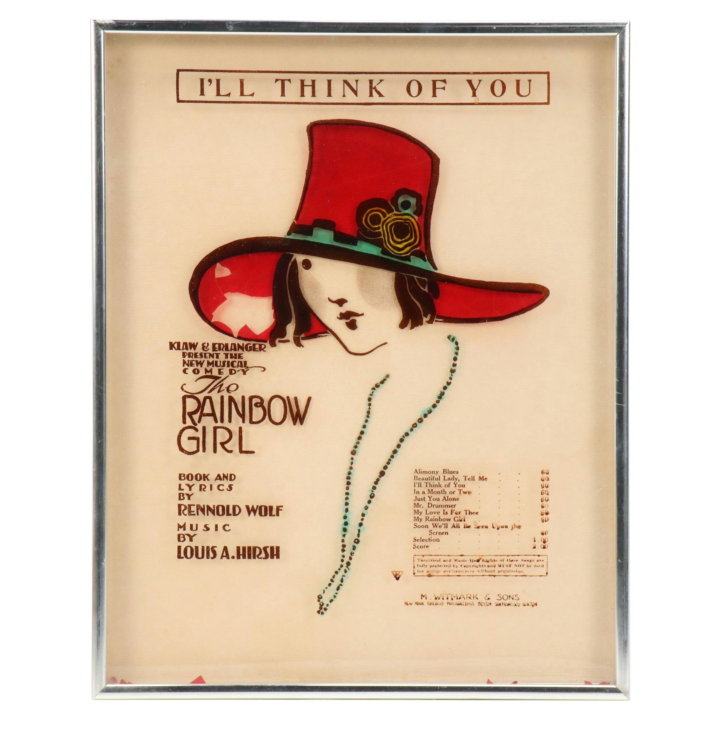 Reverse Glass Image Transfer "The Rainbow Girl," Mid-20th Century