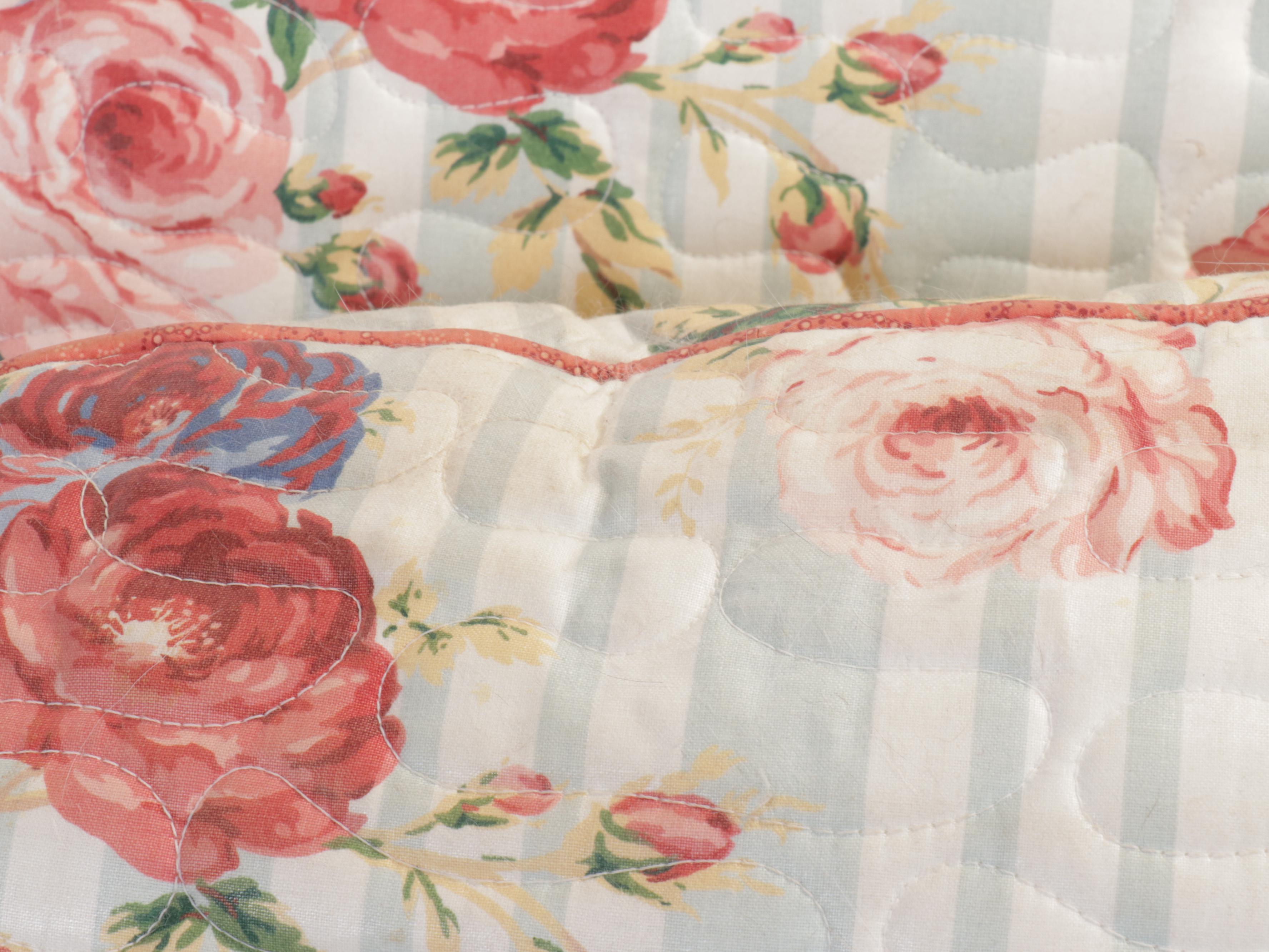 Floral Quilted Chaise Lounge, Armchair and Ottoman