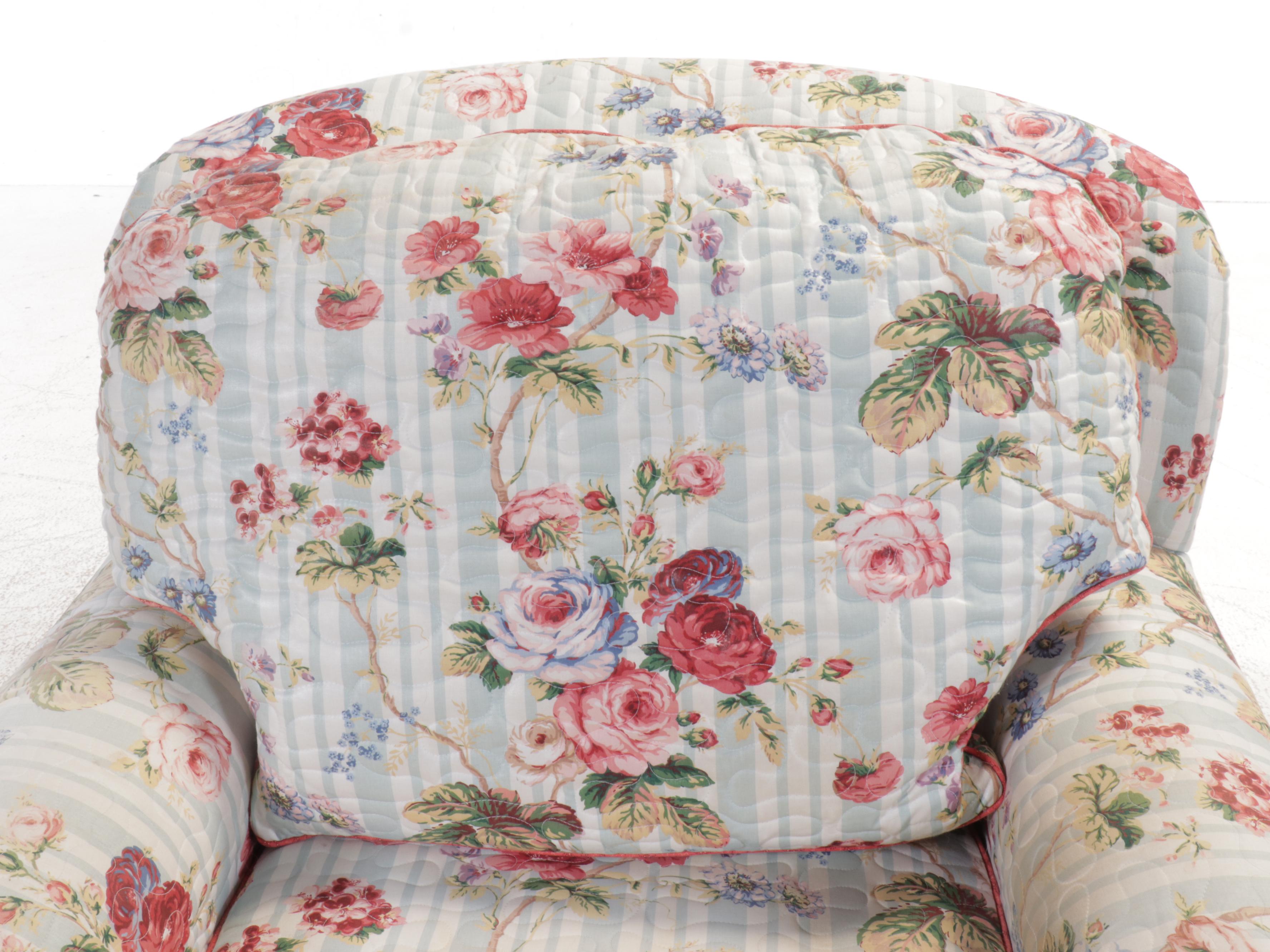 Floral Quilted Chaise Lounge, Armchair and Ottoman