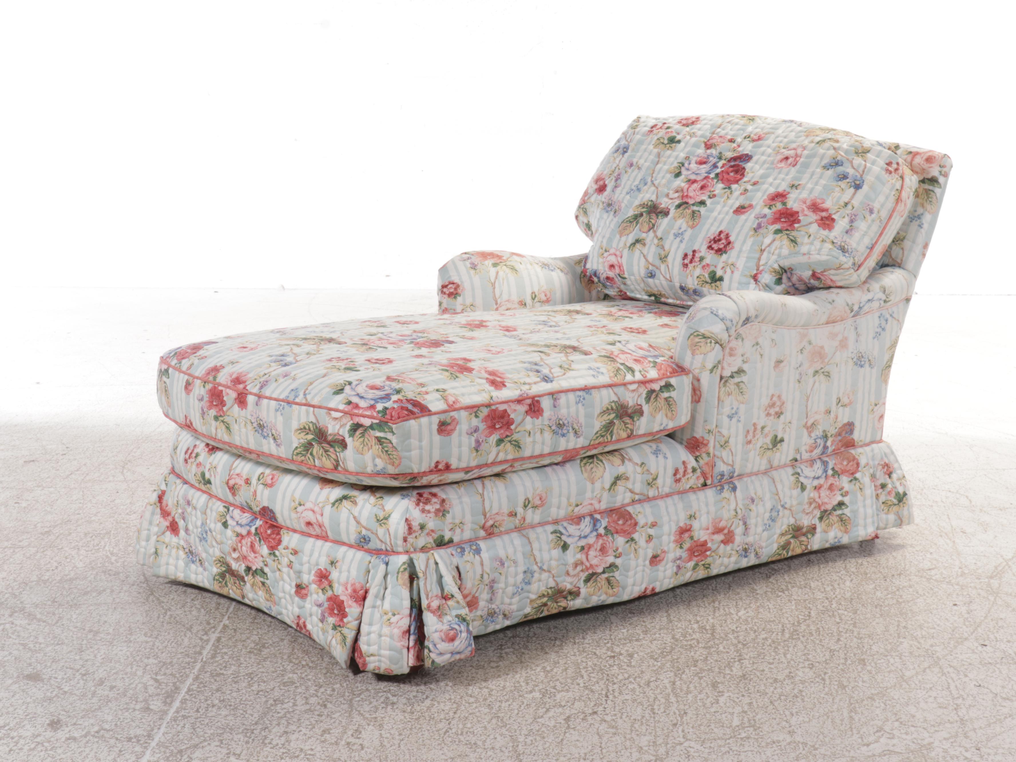Floral Quilted Chaise Lounge, Armchair and Ottoman