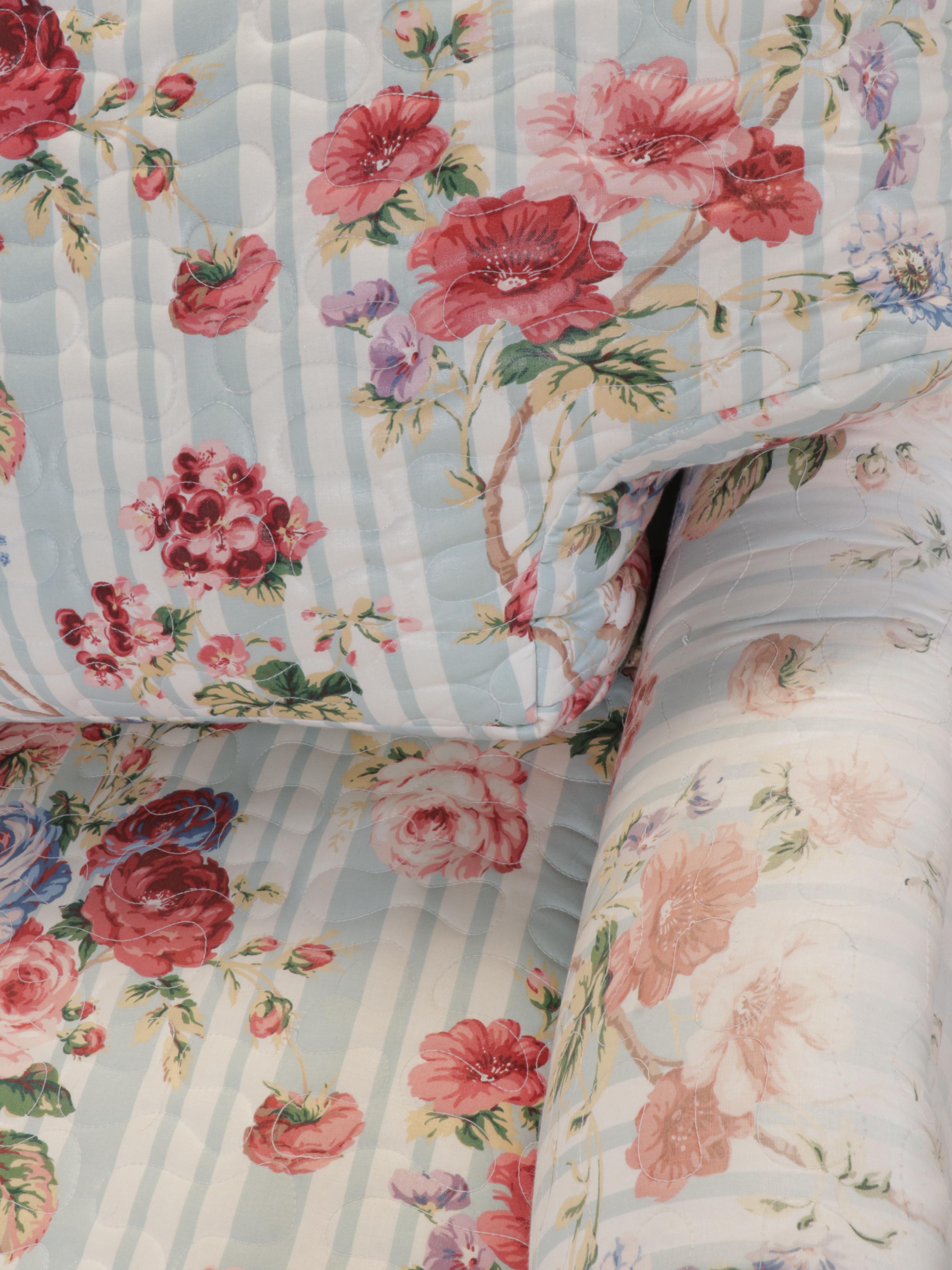 Floral Quilted Chaise Lounge, Armchair and Ottoman