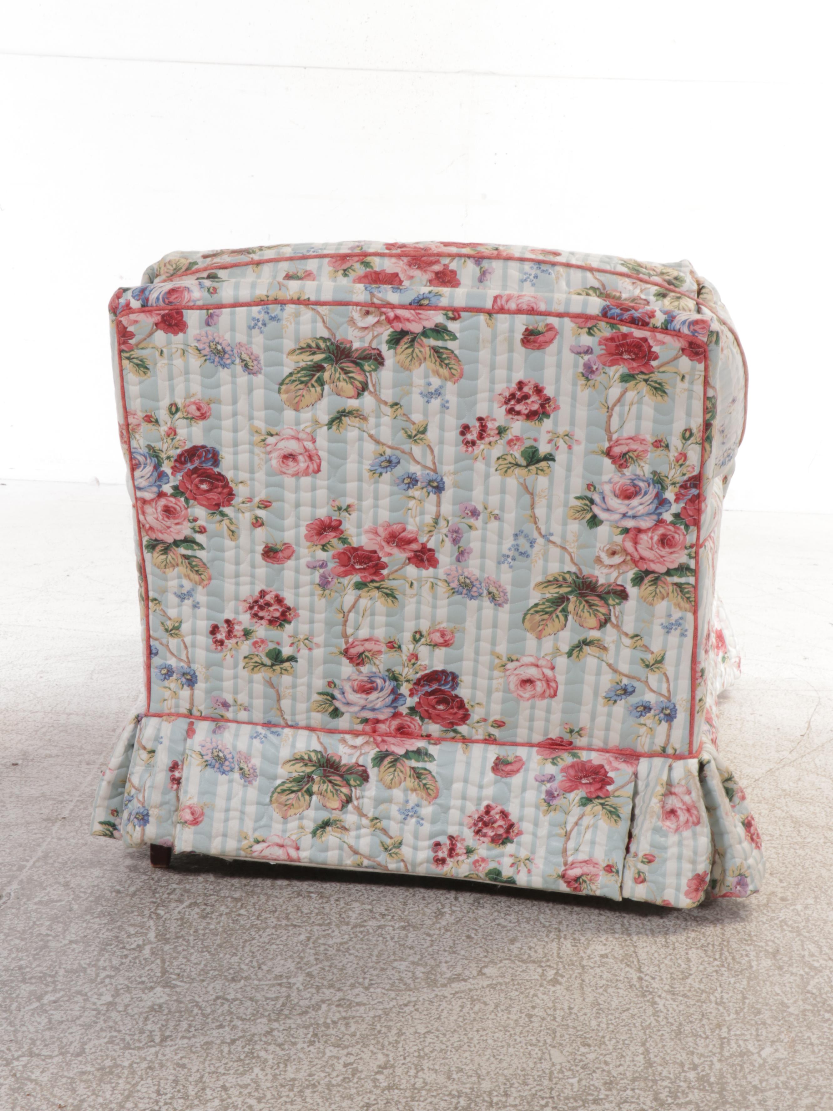 Floral Quilted Chaise Lounge, Armchair and Ottoman