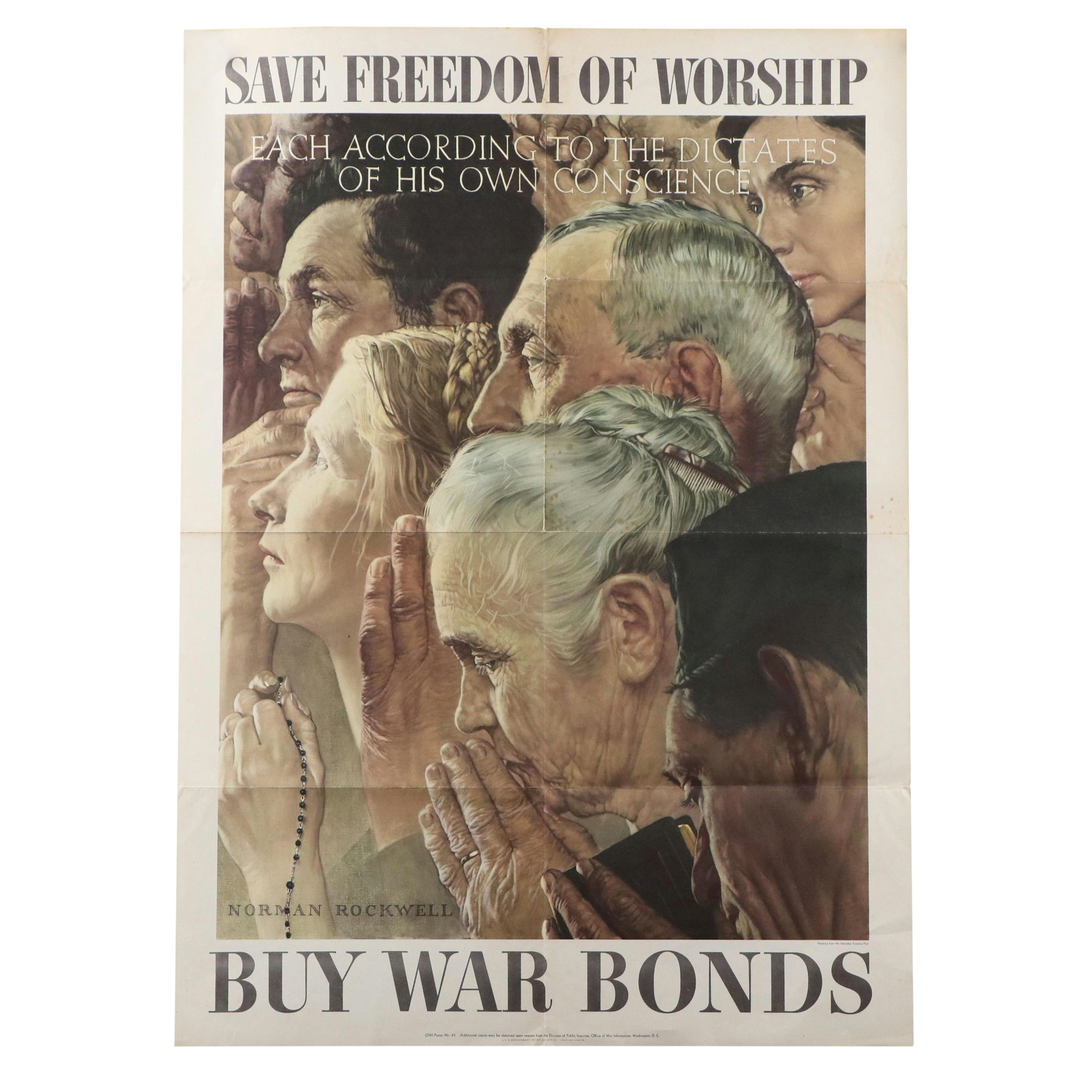 Office of War Information Offset Lithograph After Norman Rockwell, 1943
