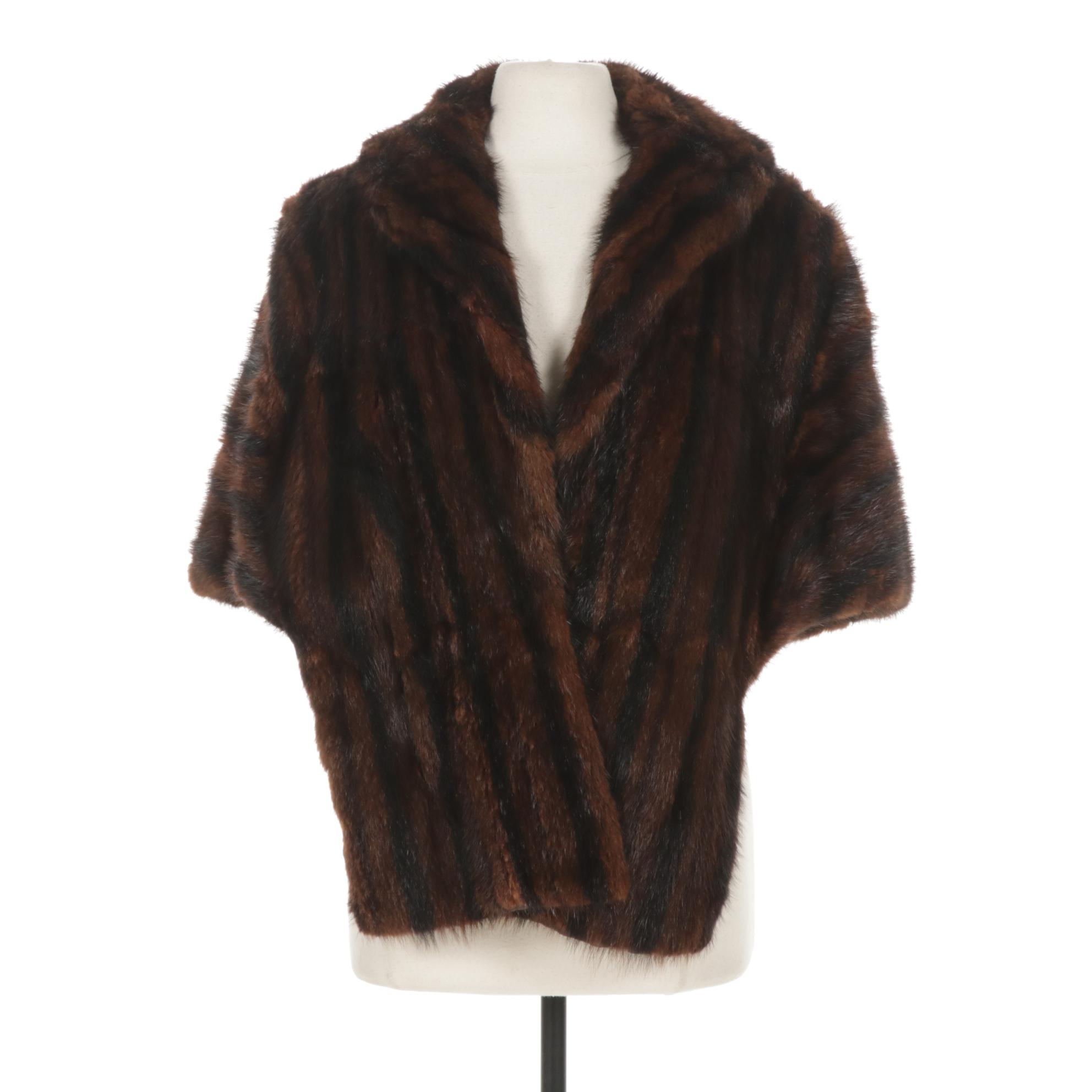 Muskrat Fur Capelet Stole by I.R. Fox