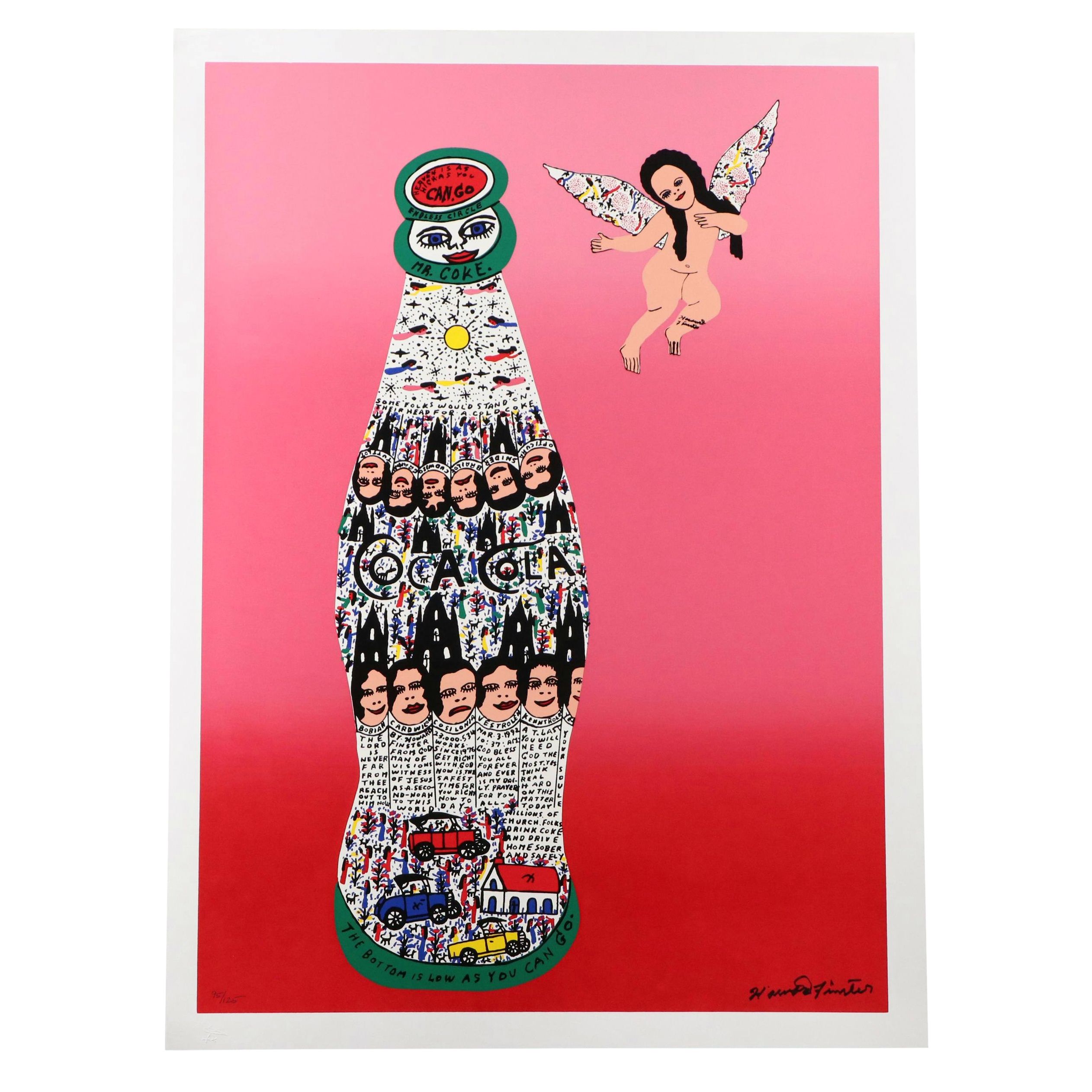 Howard Finster Serigraph "Angel Baby with Coca Cola," 1996
