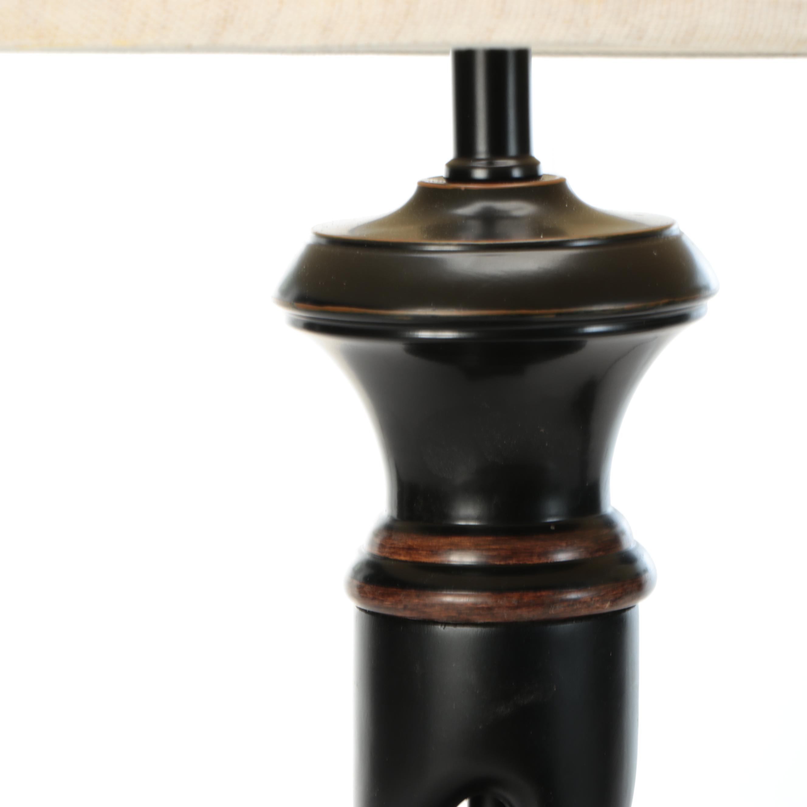 Ashley Fallon "Poly" Wood Table Lamp with Fabric Shade