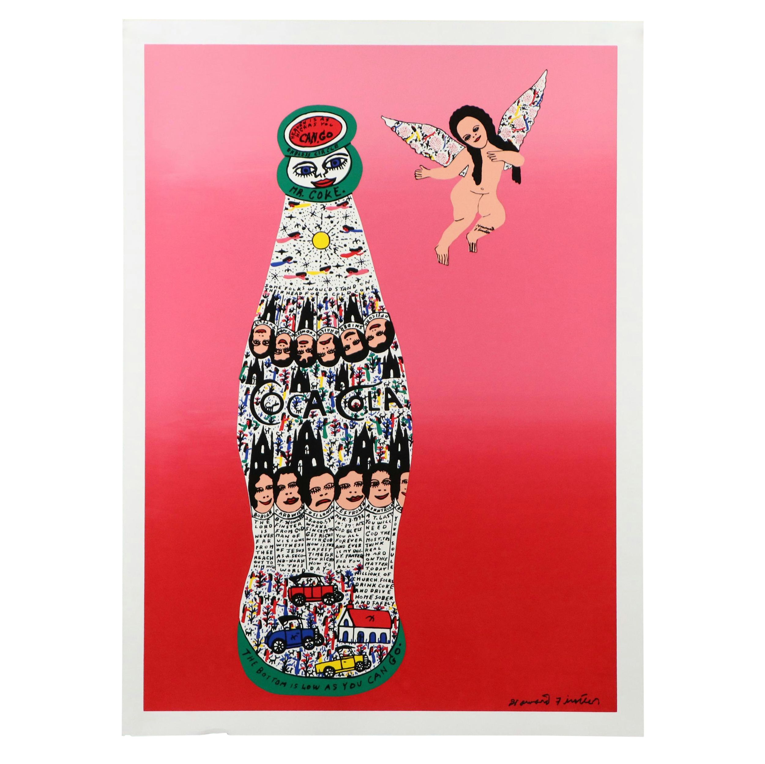 Howard Finster Serigraph "Angel Baby with Coca Cola," 1996