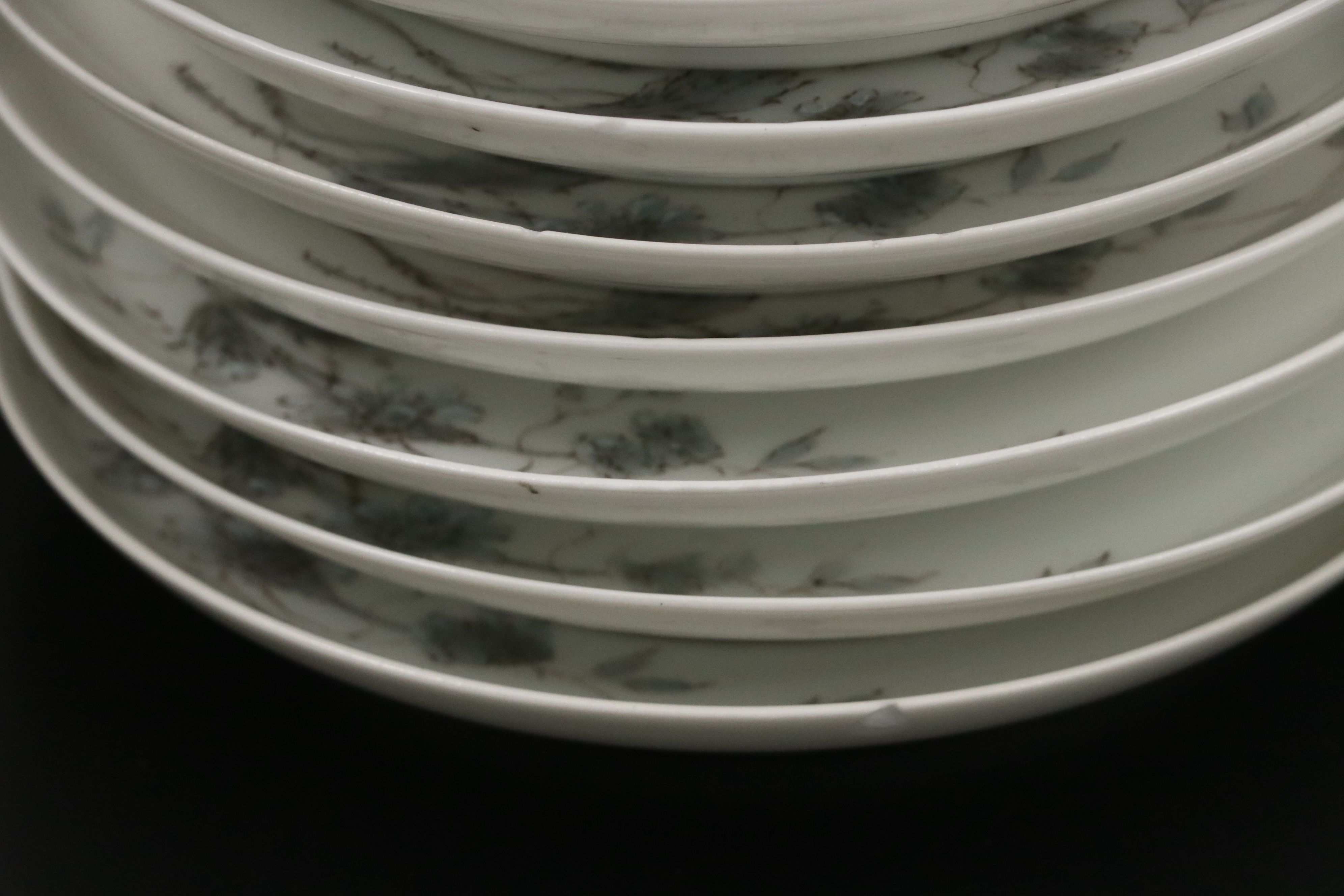 Black and White Floral with Gold Gilt Porcelain Dinnerware