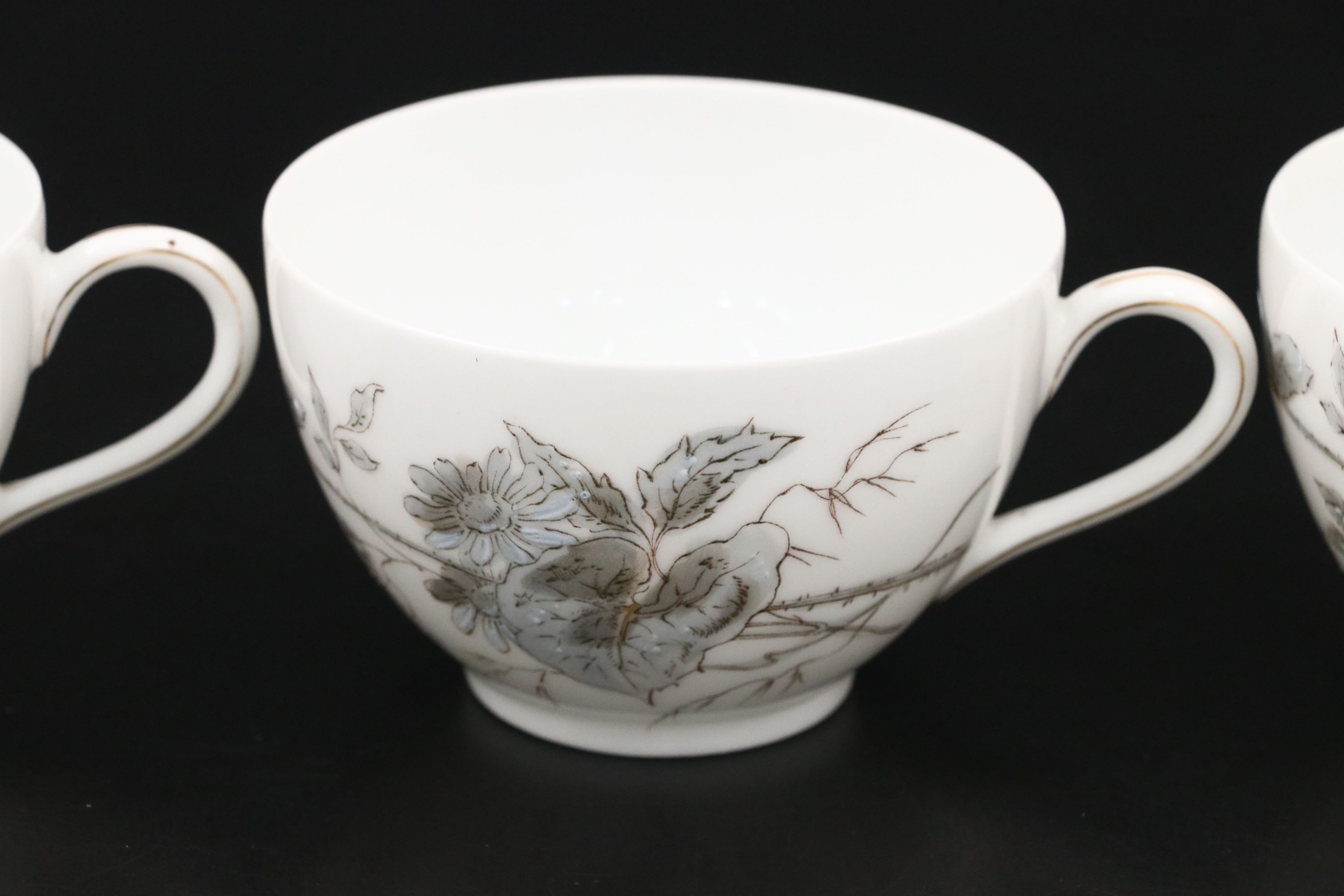 Black and White Floral with Gold Gilt Porcelain Dinnerware