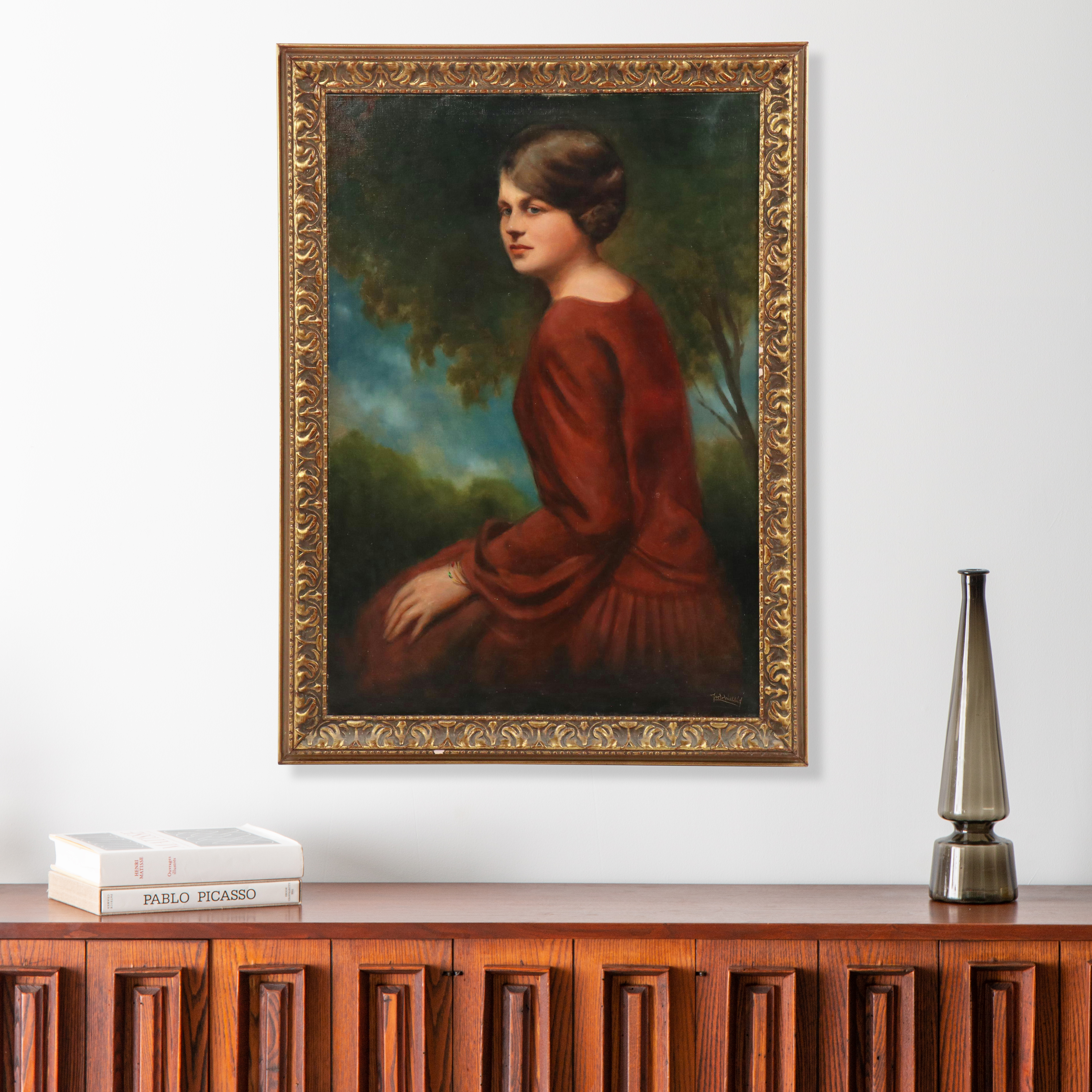 Oil Portrait of Young Woman, Circa 1920