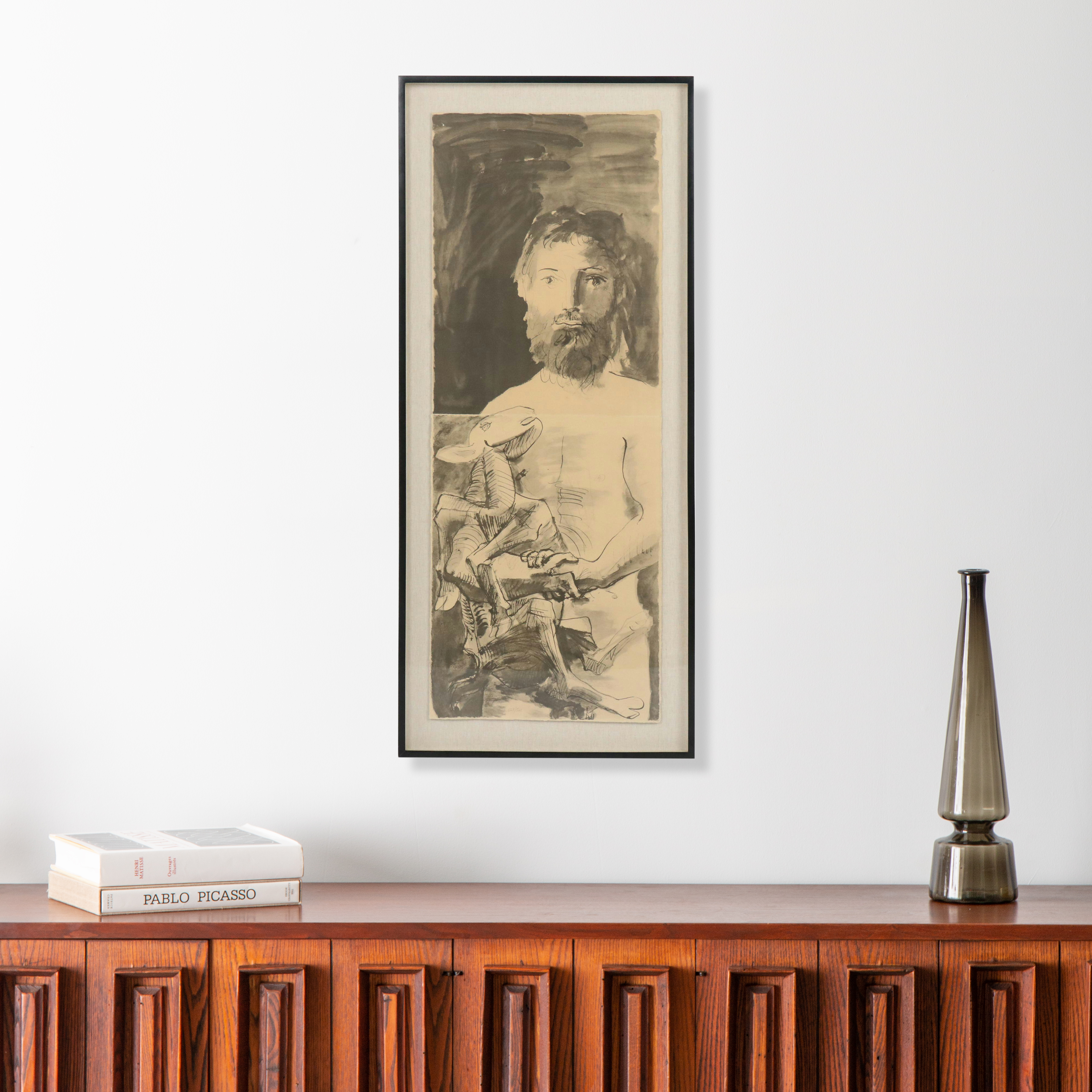 After Pablo Picasso Lithograph "Study of a Man with Goat," Circa 1967