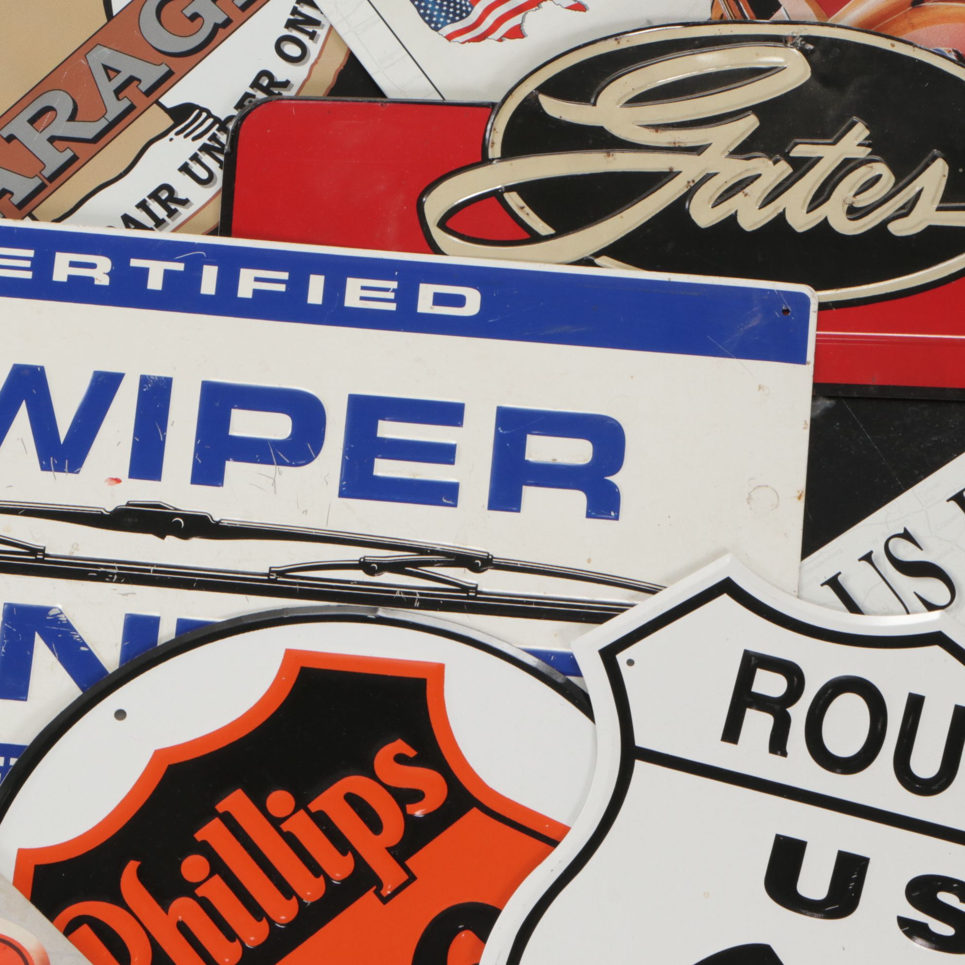 Route 66 and "The Busted Knuckle" with Other Highway and Automobile Signs