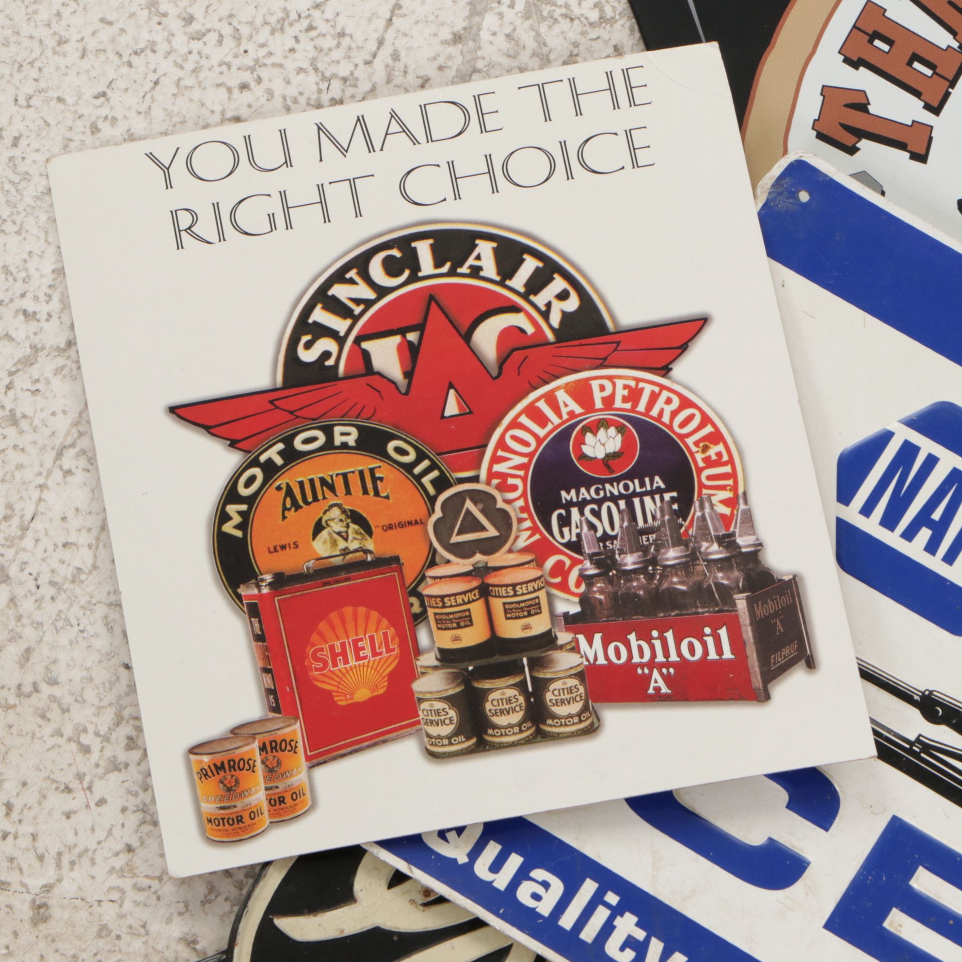 Route 66 and "The Busted Knuckle" with Other Highway and Automobile Signs