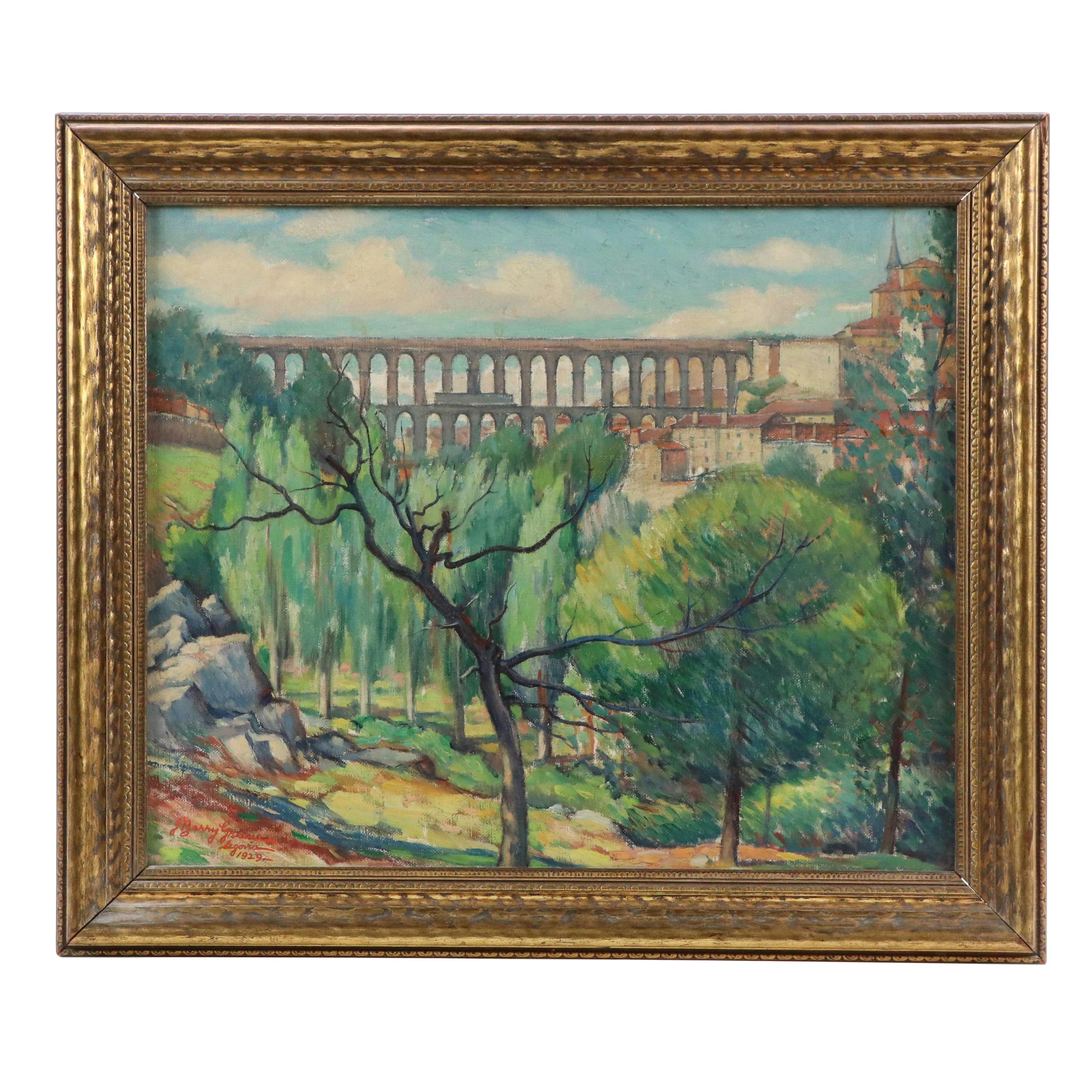 J. Barry Greene Post-Impressionist Oil Painting "The Aqueducts," 1929