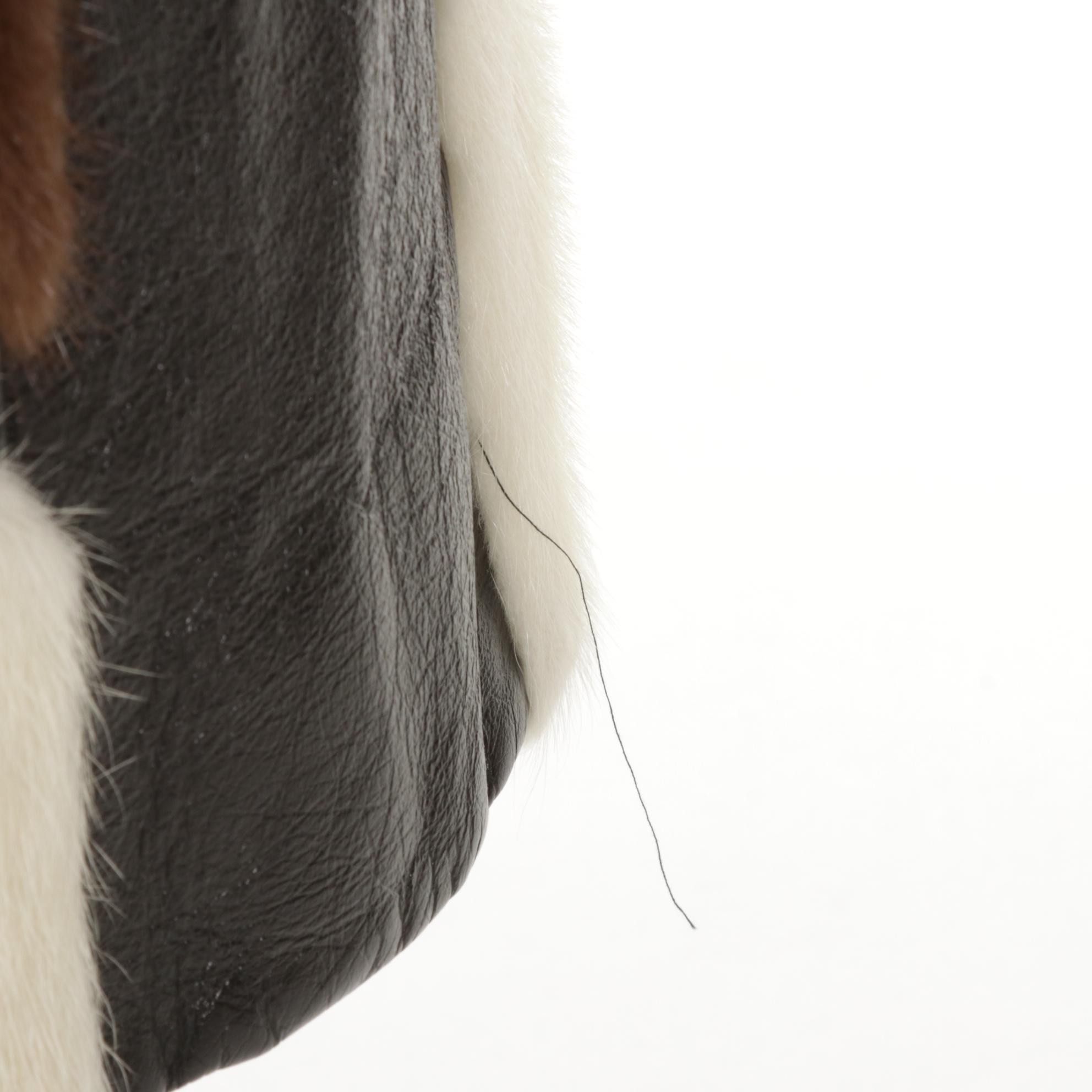 Patchwork Mink Fur and Leather Jacket with Belt by Montaldo's, Mid-Late 20th C.