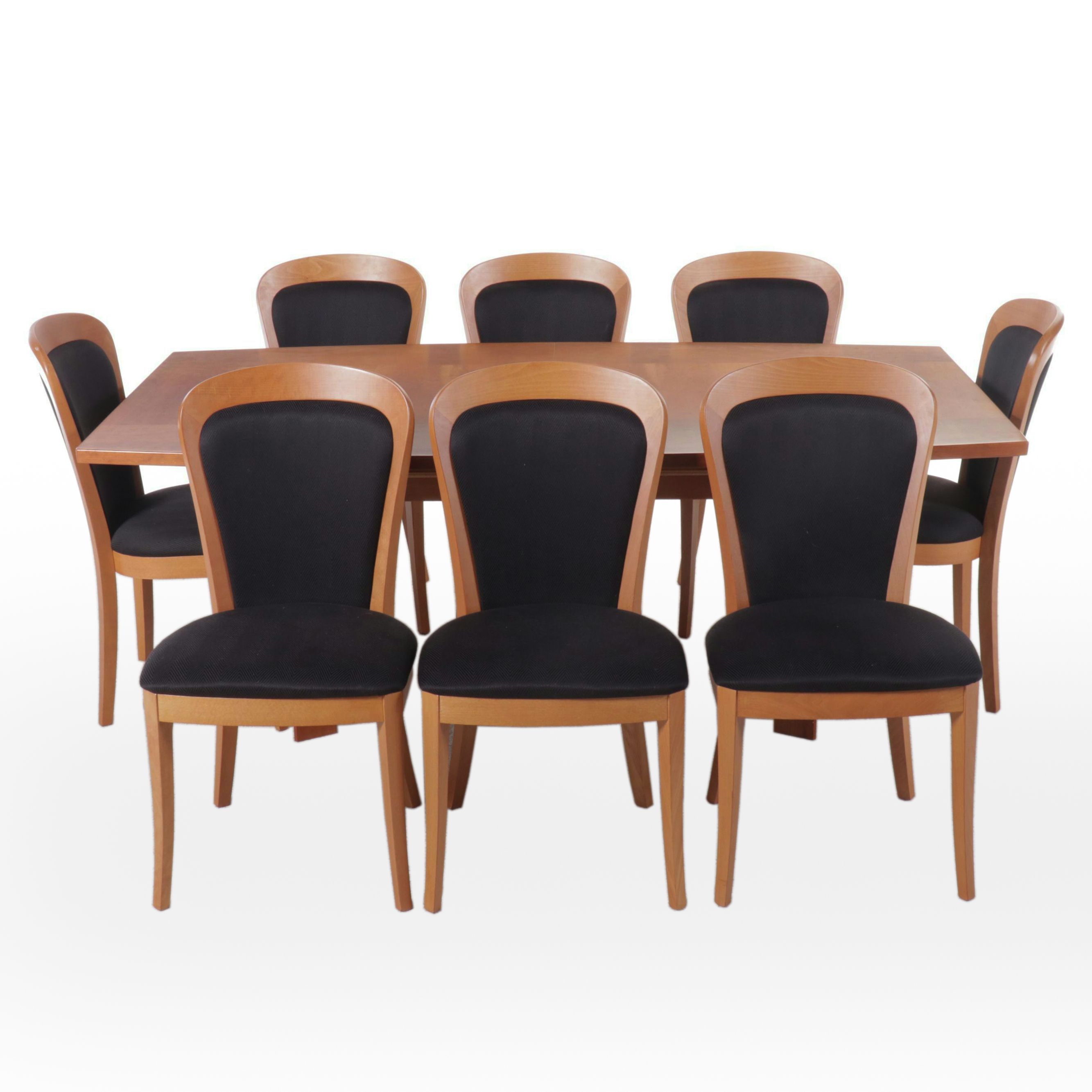 Modernist Dining Set: Skovby Danish Table with Eight Sibau Beech Chairs