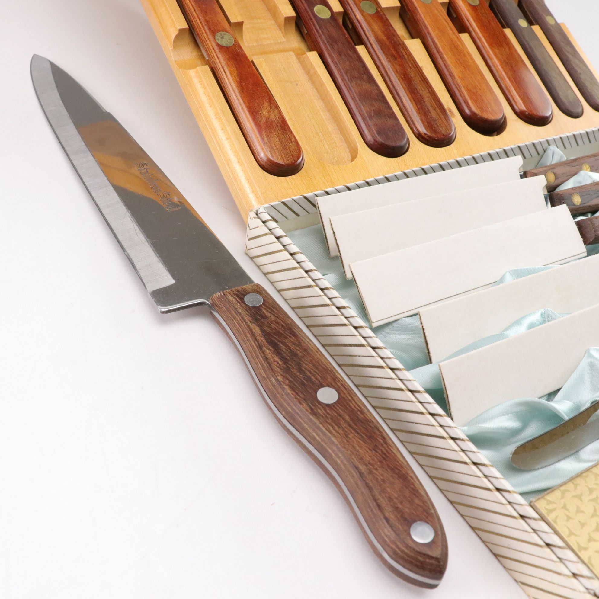 Kitchen Craft and Robeson Stainless Steel Knife Collection with Wood Handles