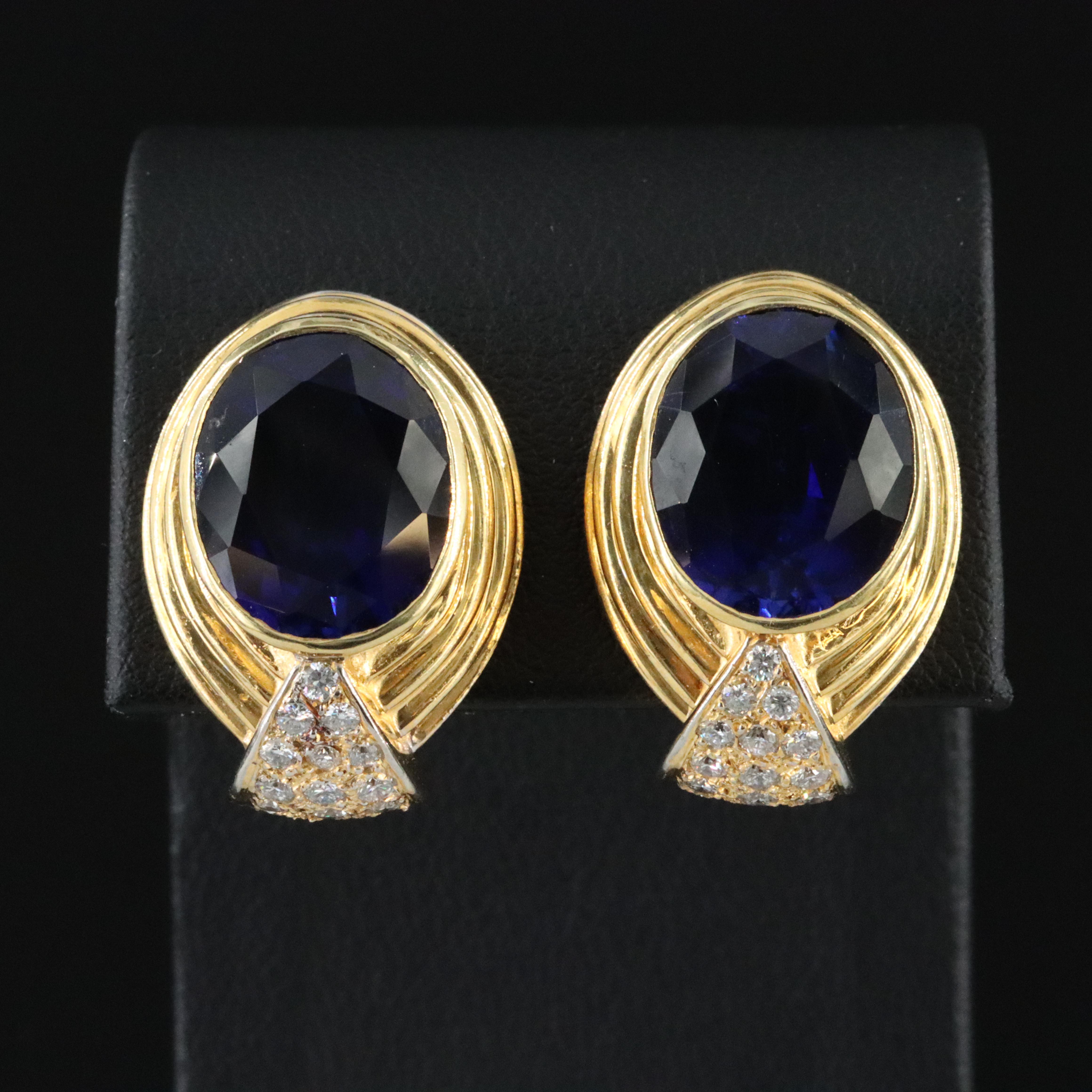 18K Sapphire and Diamond Earrings