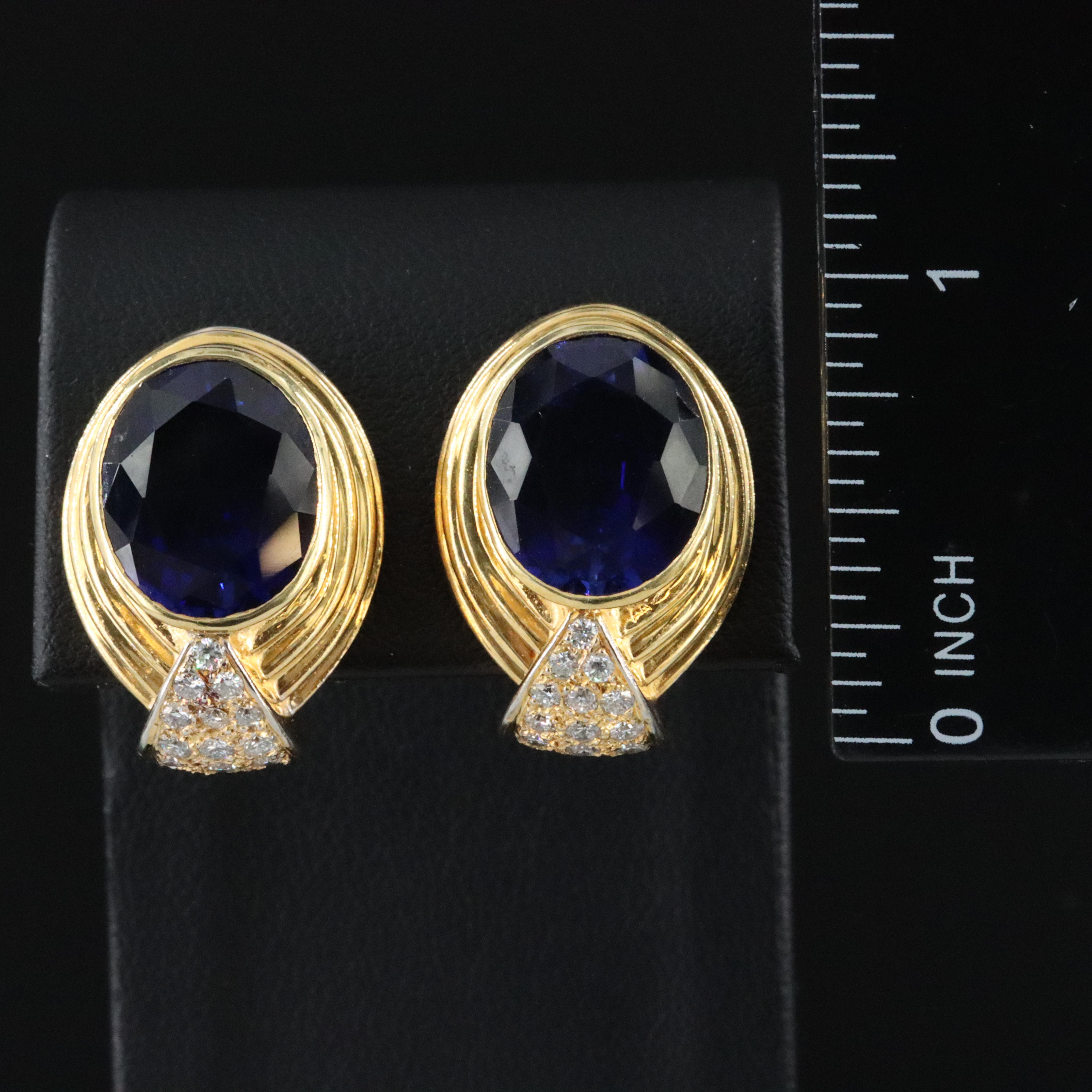 18K Sapphire and Diamond Earrings
