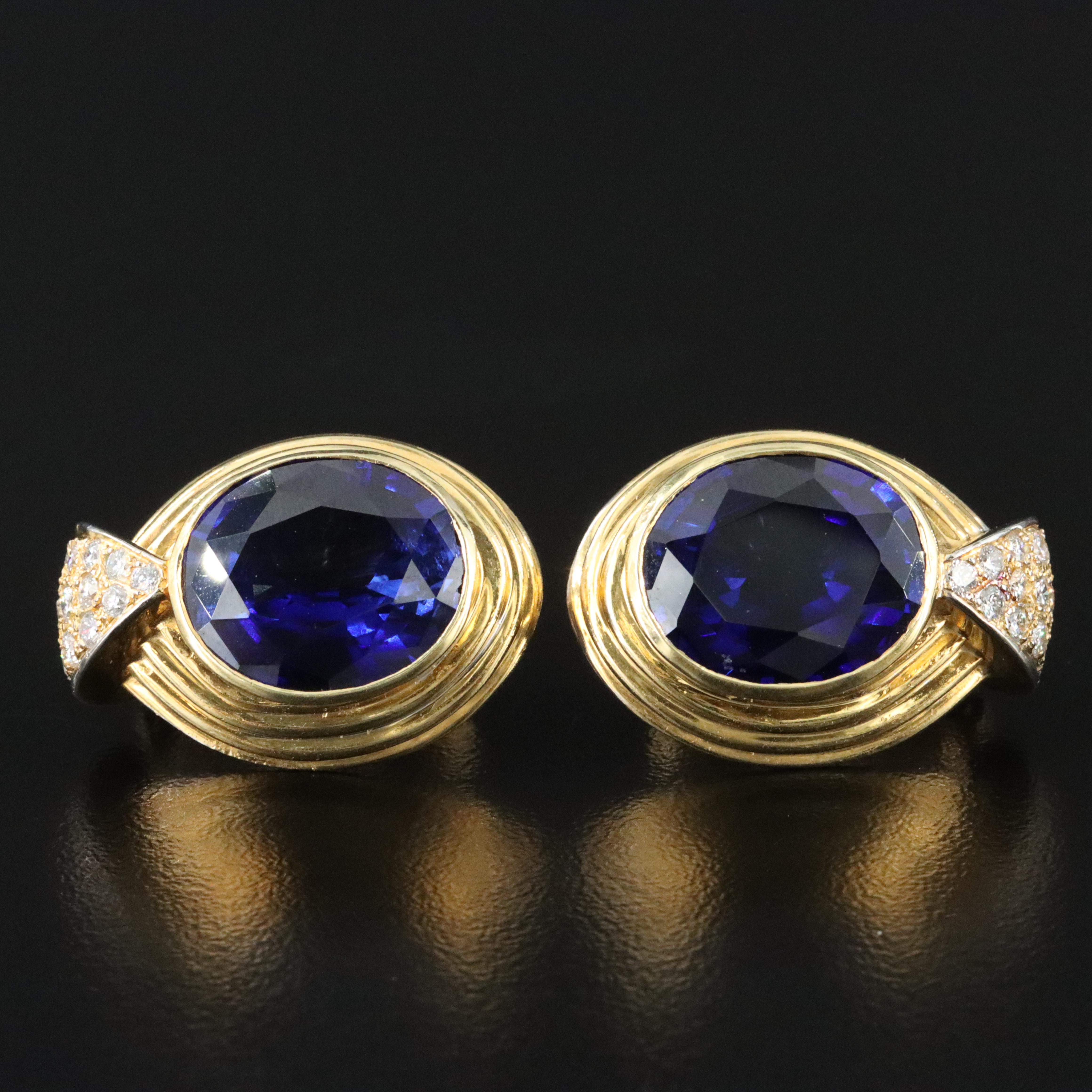 18K Sapphire and Diamond Earrings