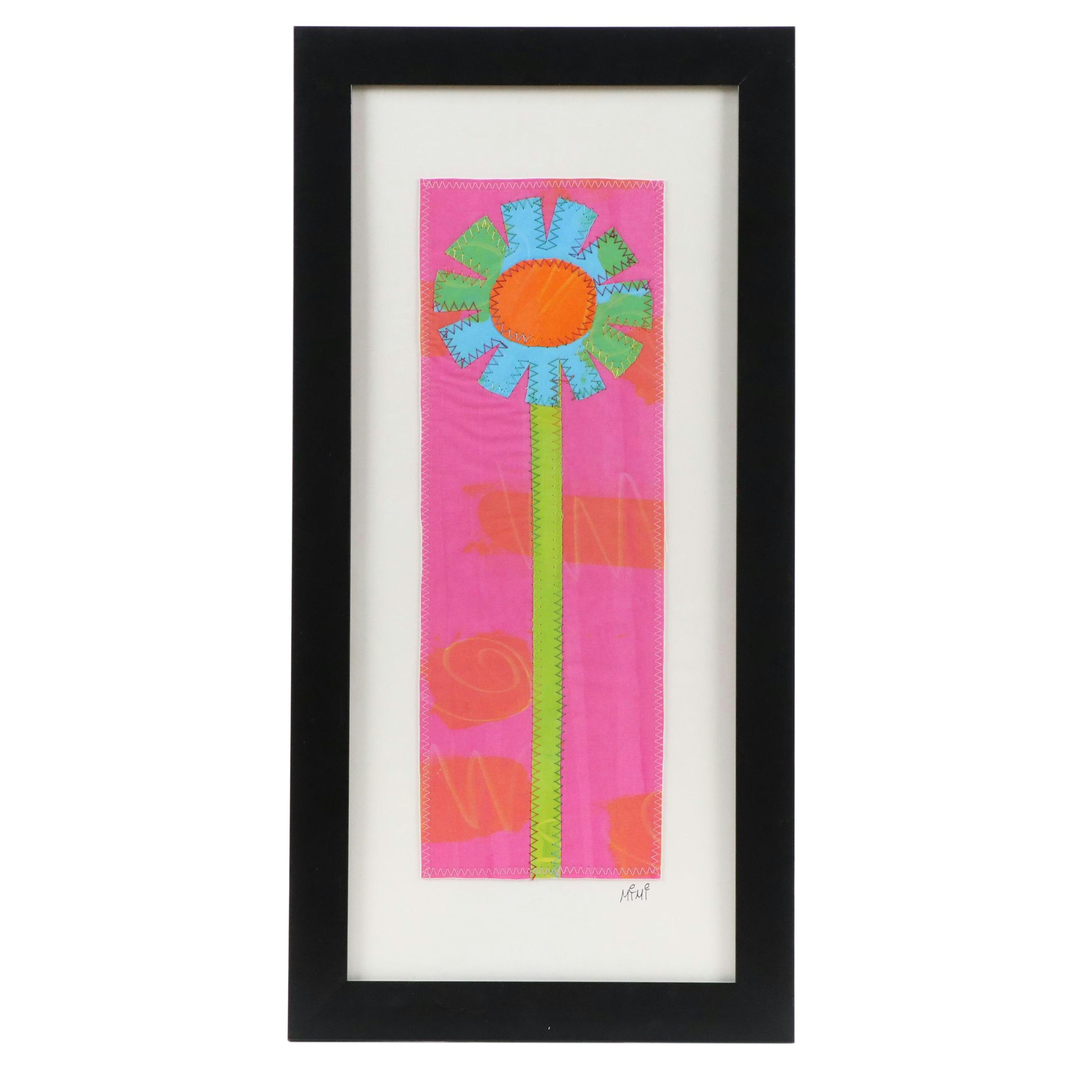 Abstract Mixed Media Assemblage of Flower, 21st Century