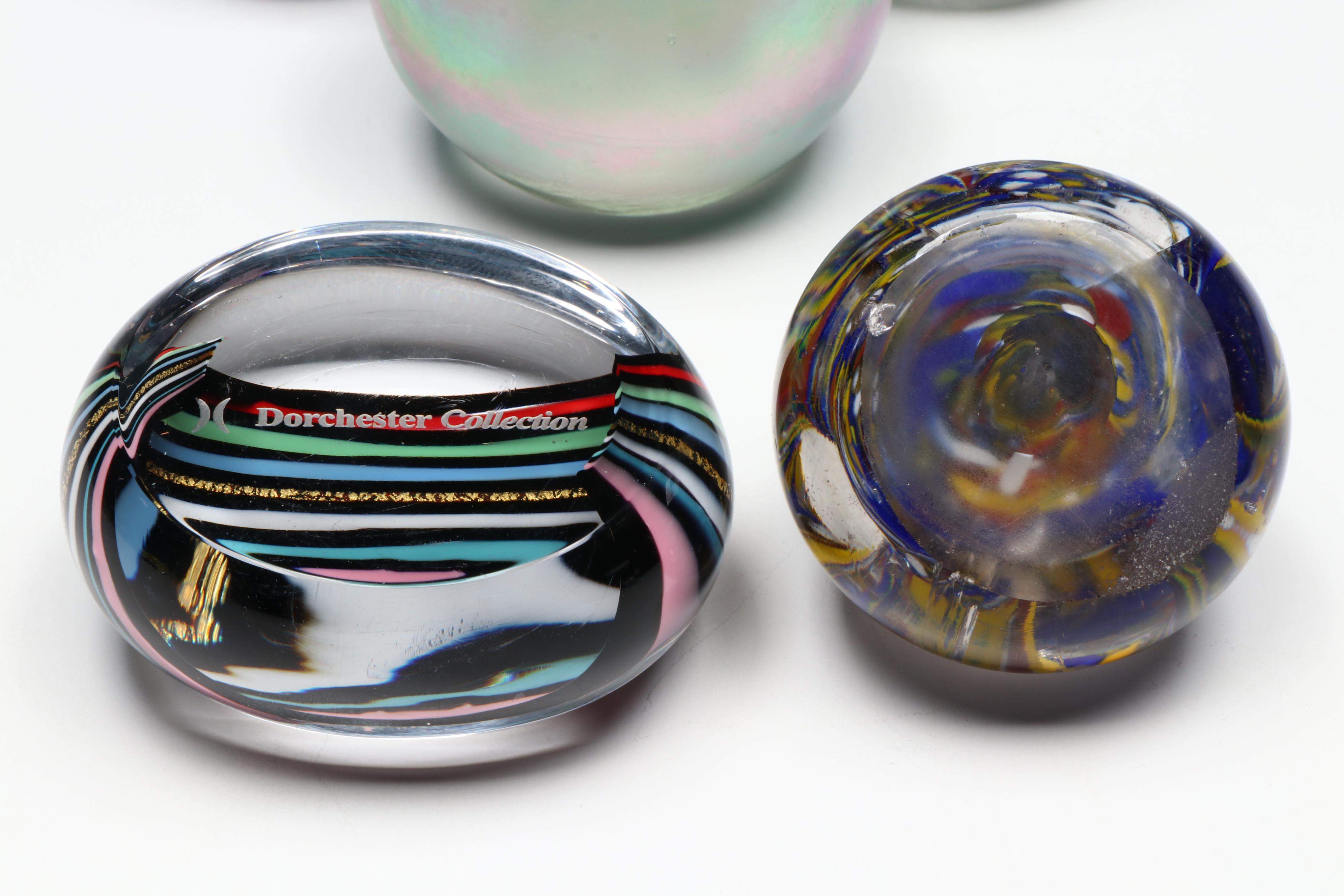 Dorchester Collection Glass Paperweight with Other Glass Paperweights