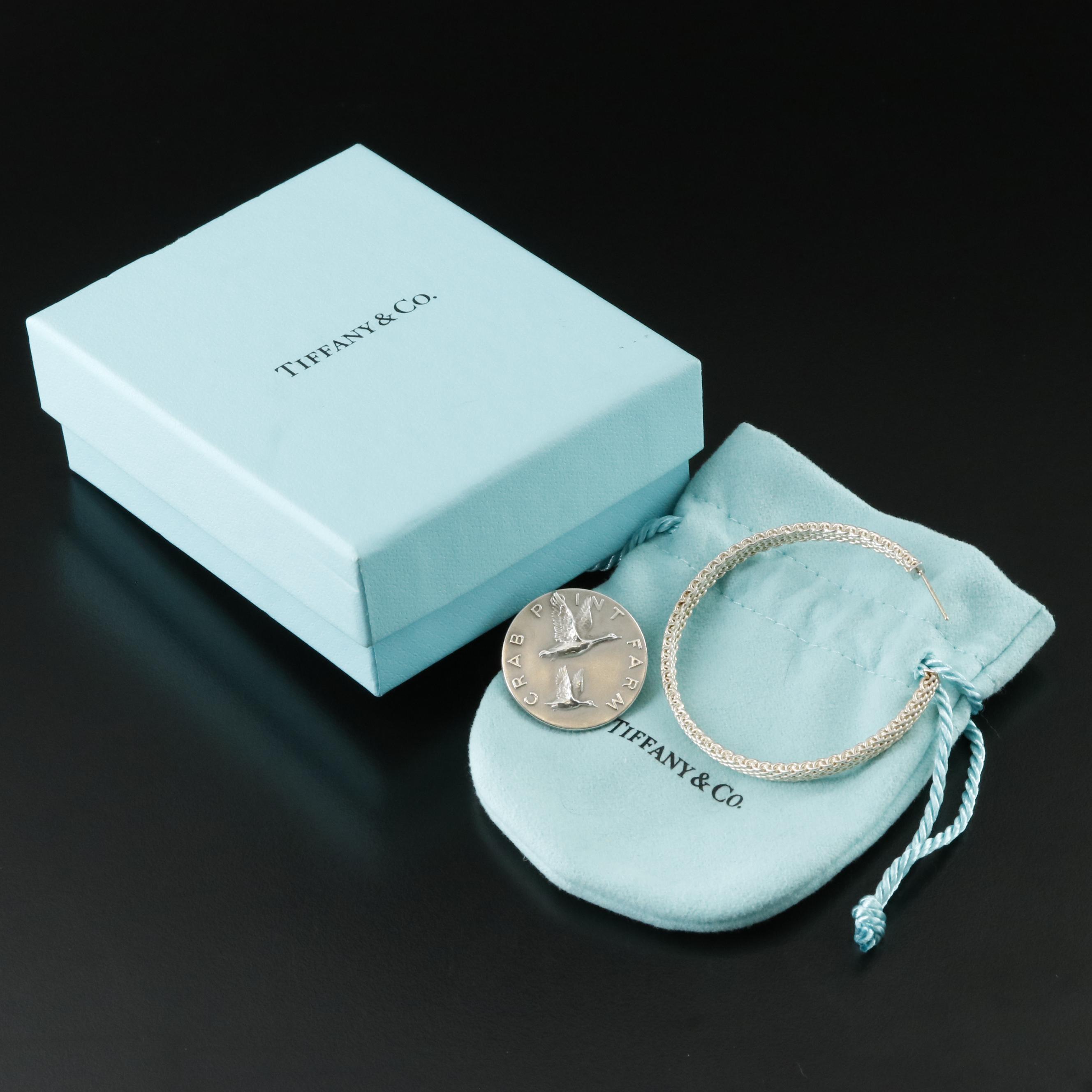 Tiffany & Co. Sterling Single Hoop Earring and Service Pin