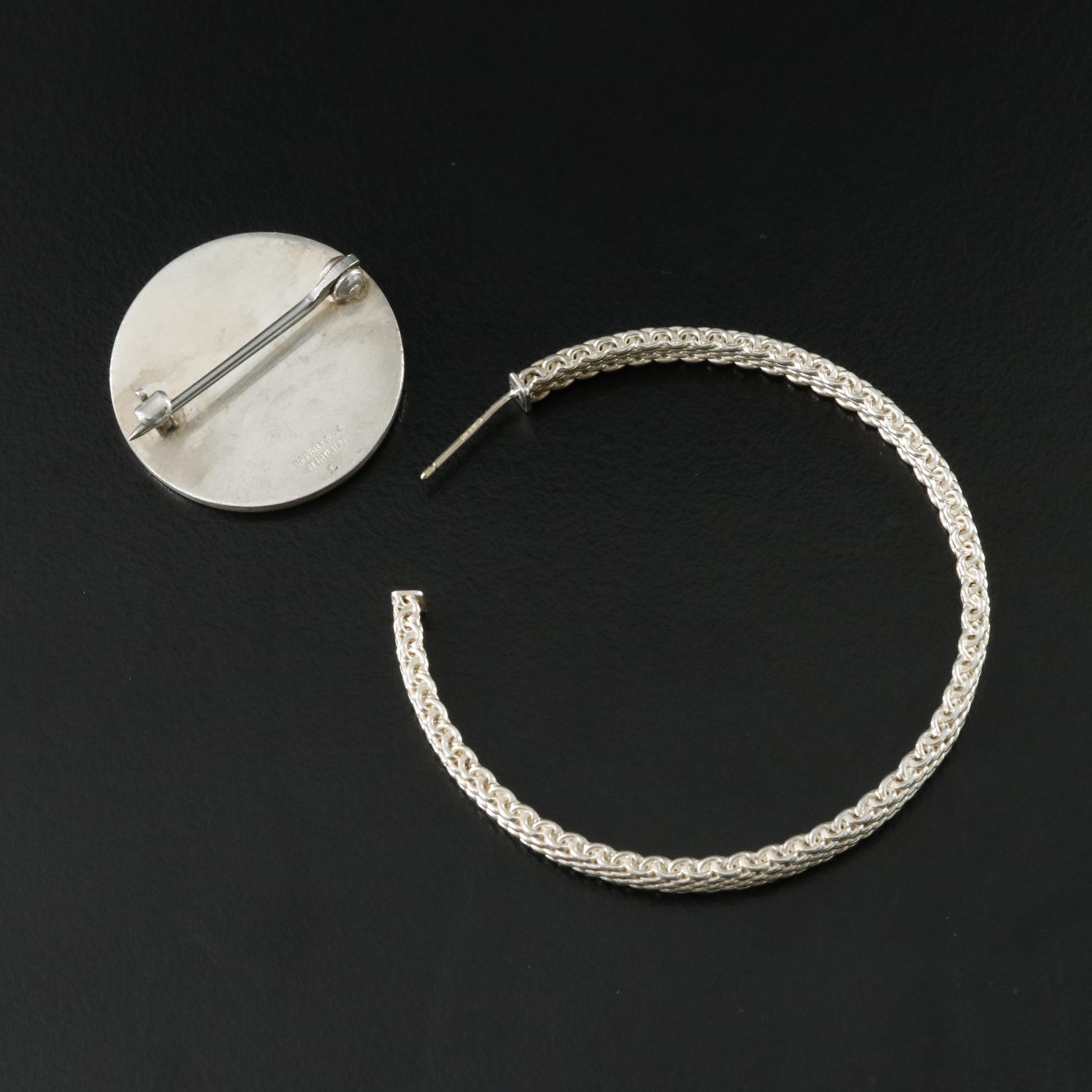 Tiffany & Co. Sterling Single Hoop Earring and Service Pin
