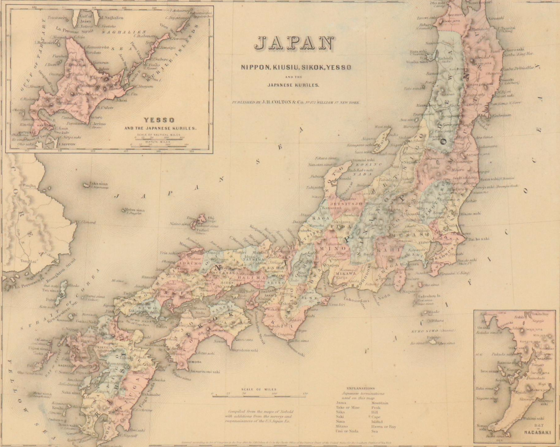 J. H. Colton & Co. Hand-Colored Engraved Map "Japan," Circa 1855