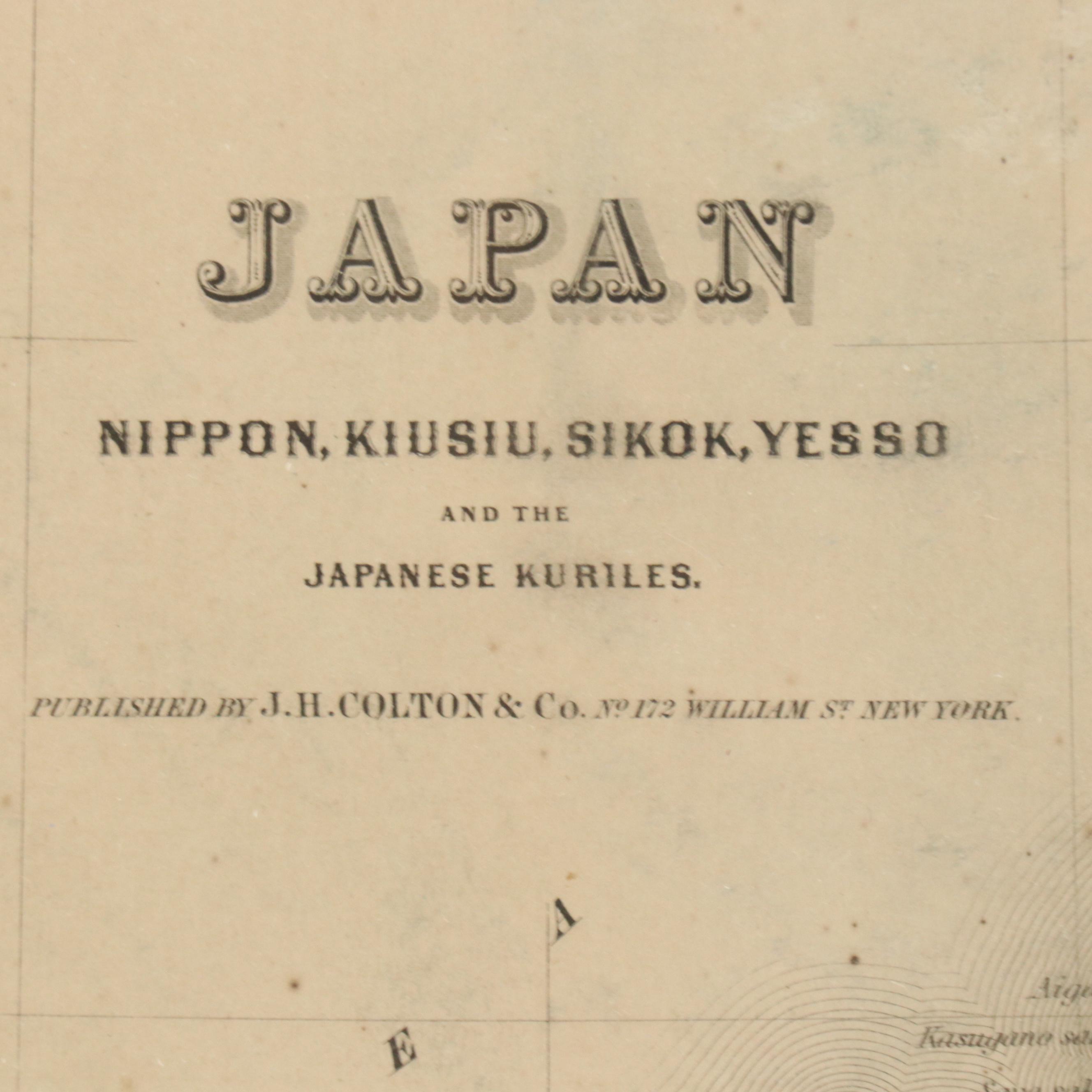 J. H. Colton & Co. Hand-Colored Engraved Map "Japan," Circa 1855
