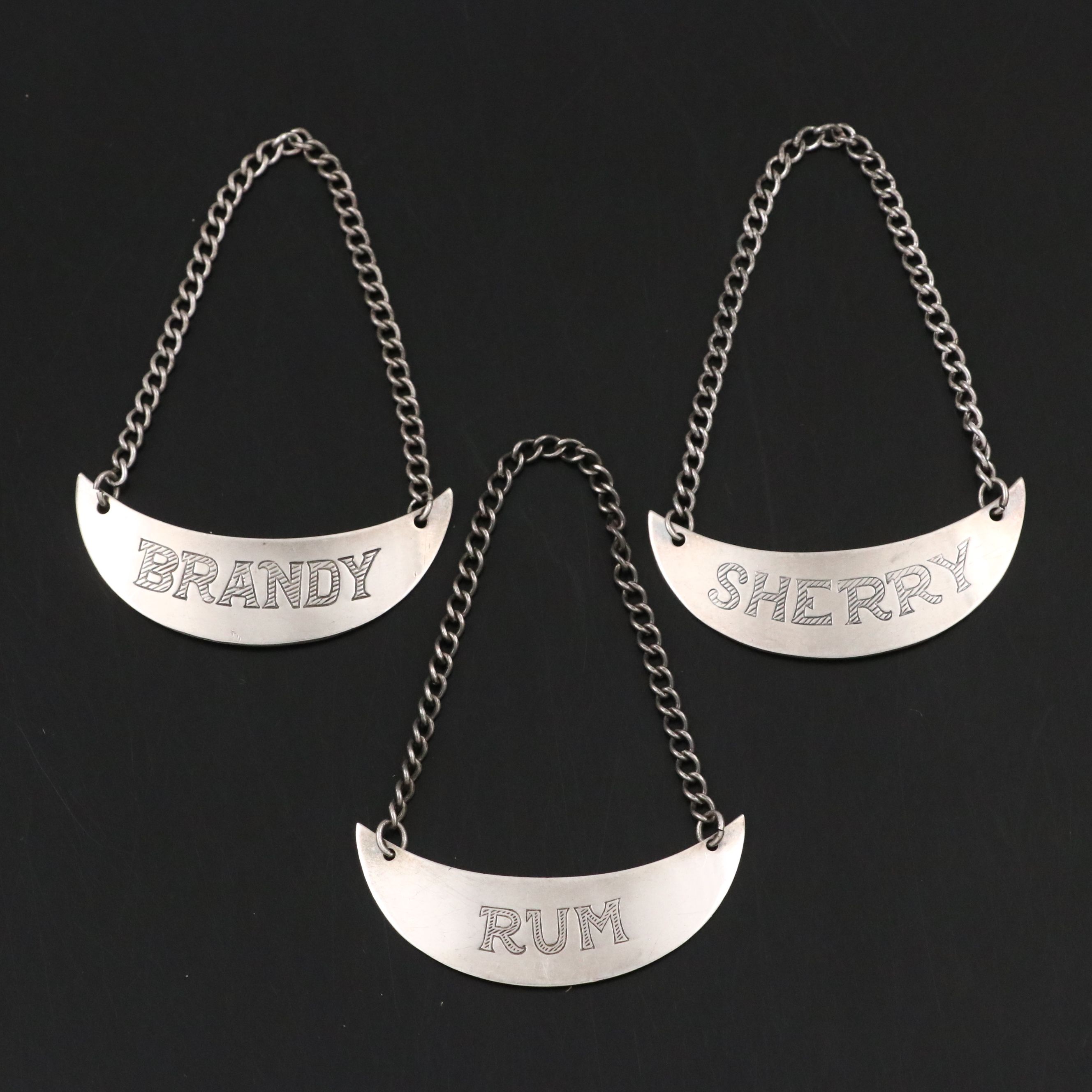 Vintage R. Blackinton & Co. Sterling Silver Decanter Tags, Mid-20th Century