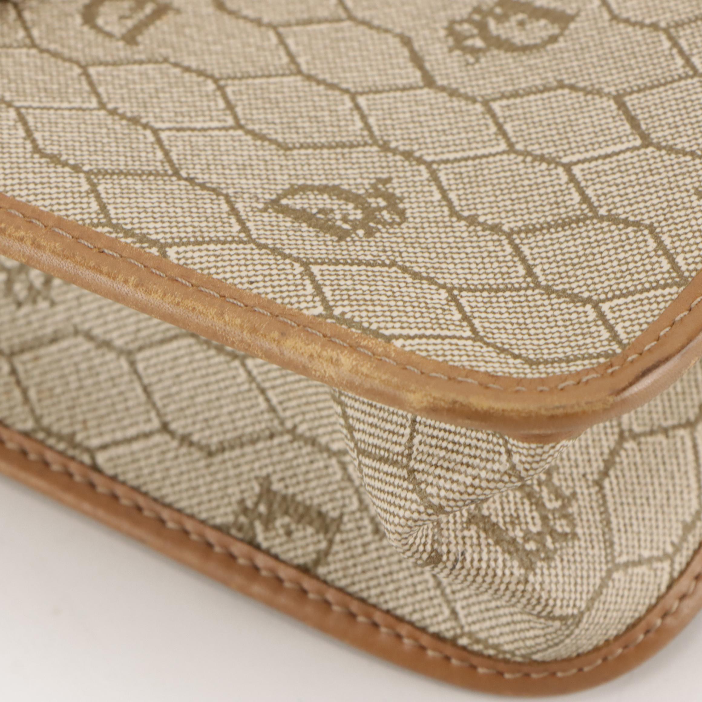 Christian Dior Front Flap Crossbody Bag in Beige Honeycomb Canvas & Leather