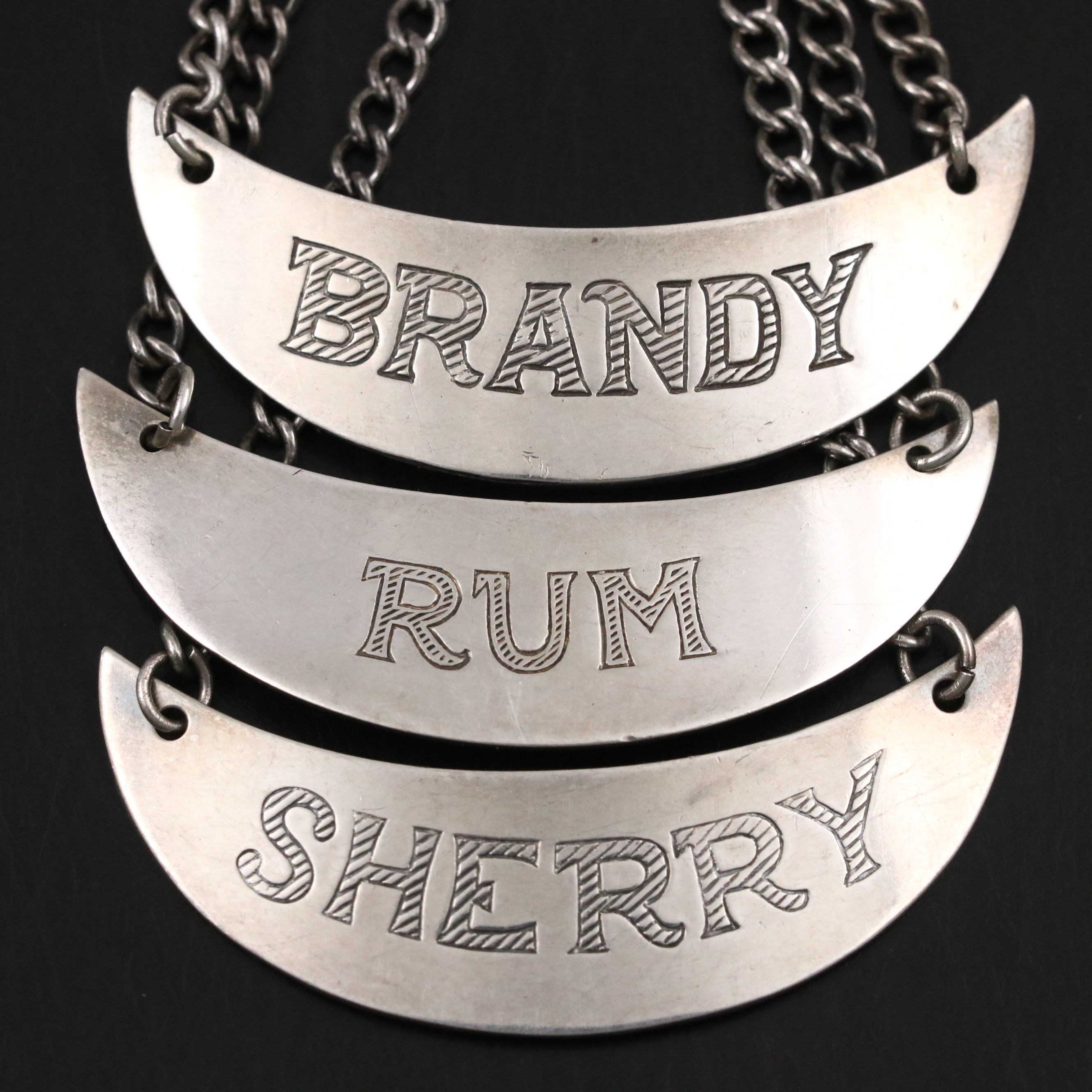 Vintage R. Blackinton & Co. Sterling Silver Decanter Tags, Mid-20th Century