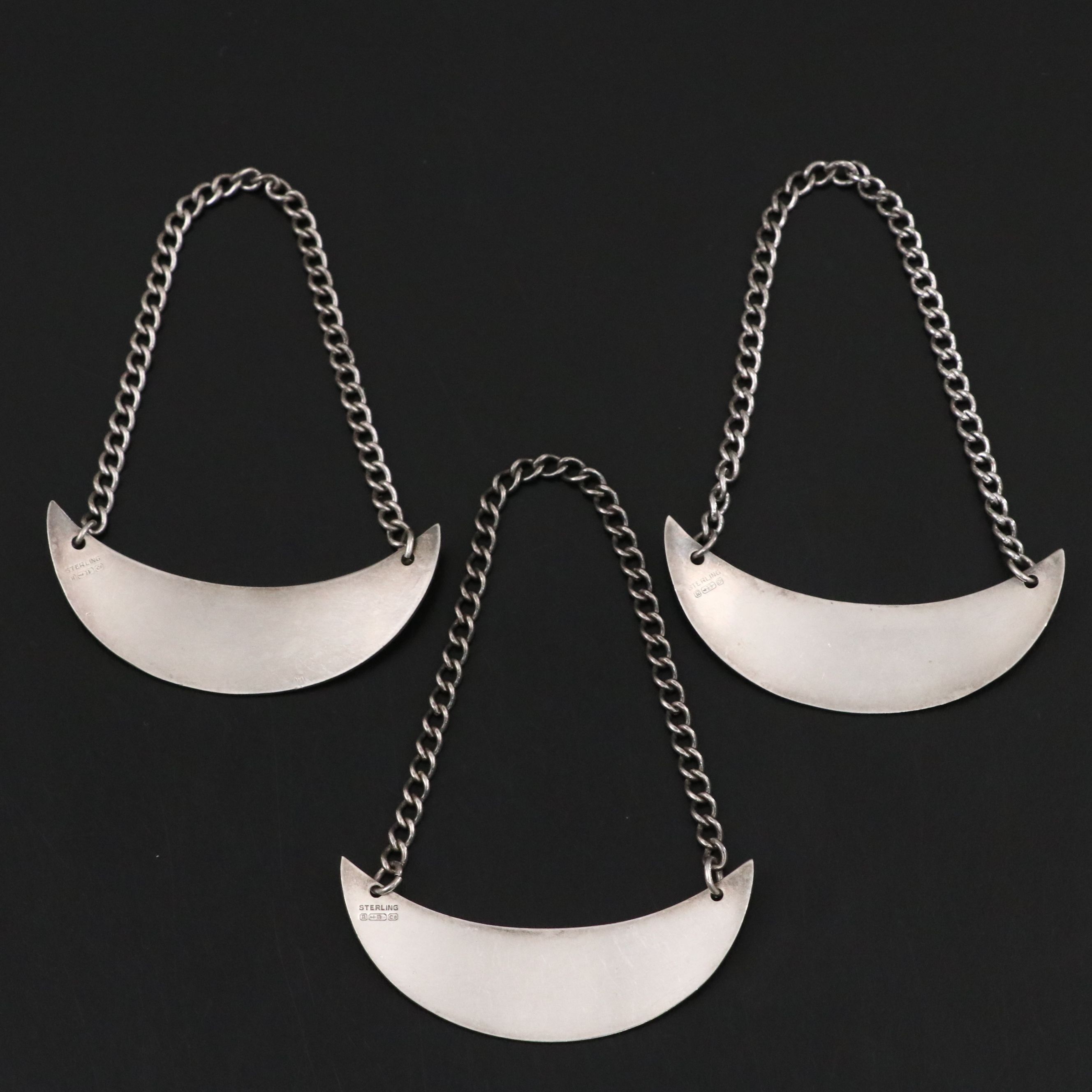 Vintage R. Blackinton & Co. Sterling Silver Decanter Tags, Mid-20th Century