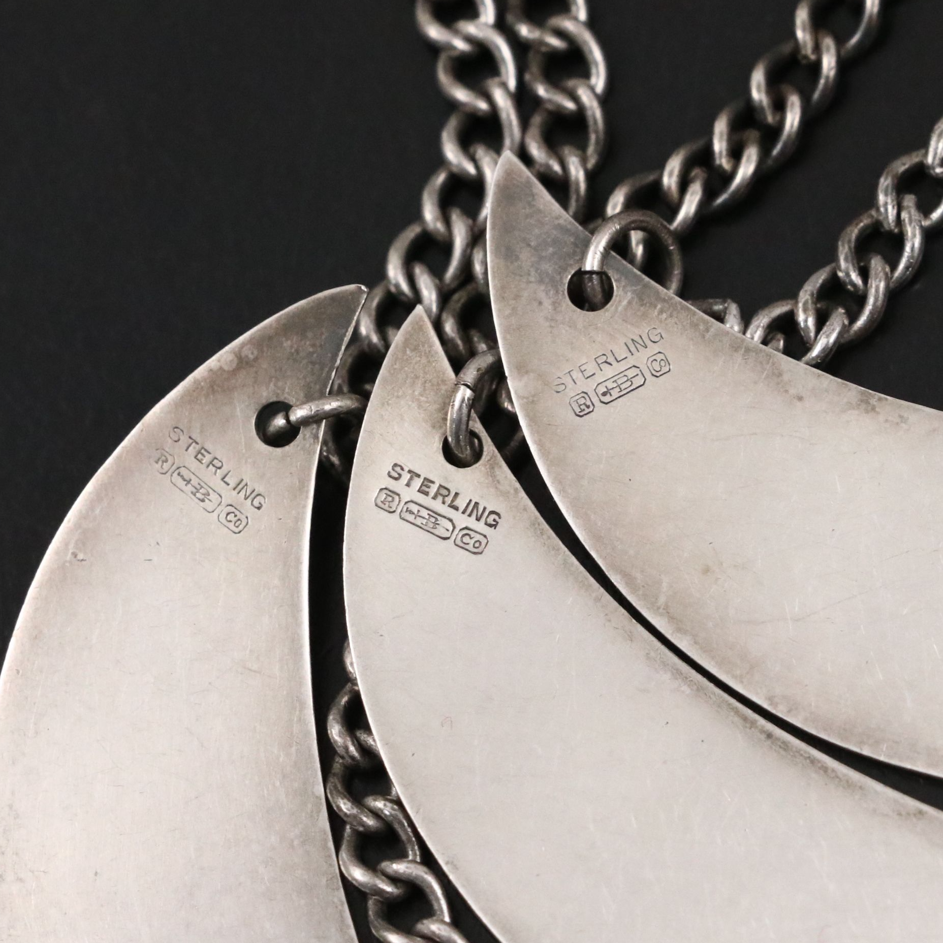 Vintage R. Blackinton & Co. Sterling Silver Decanter Tags, Mid-20th Century