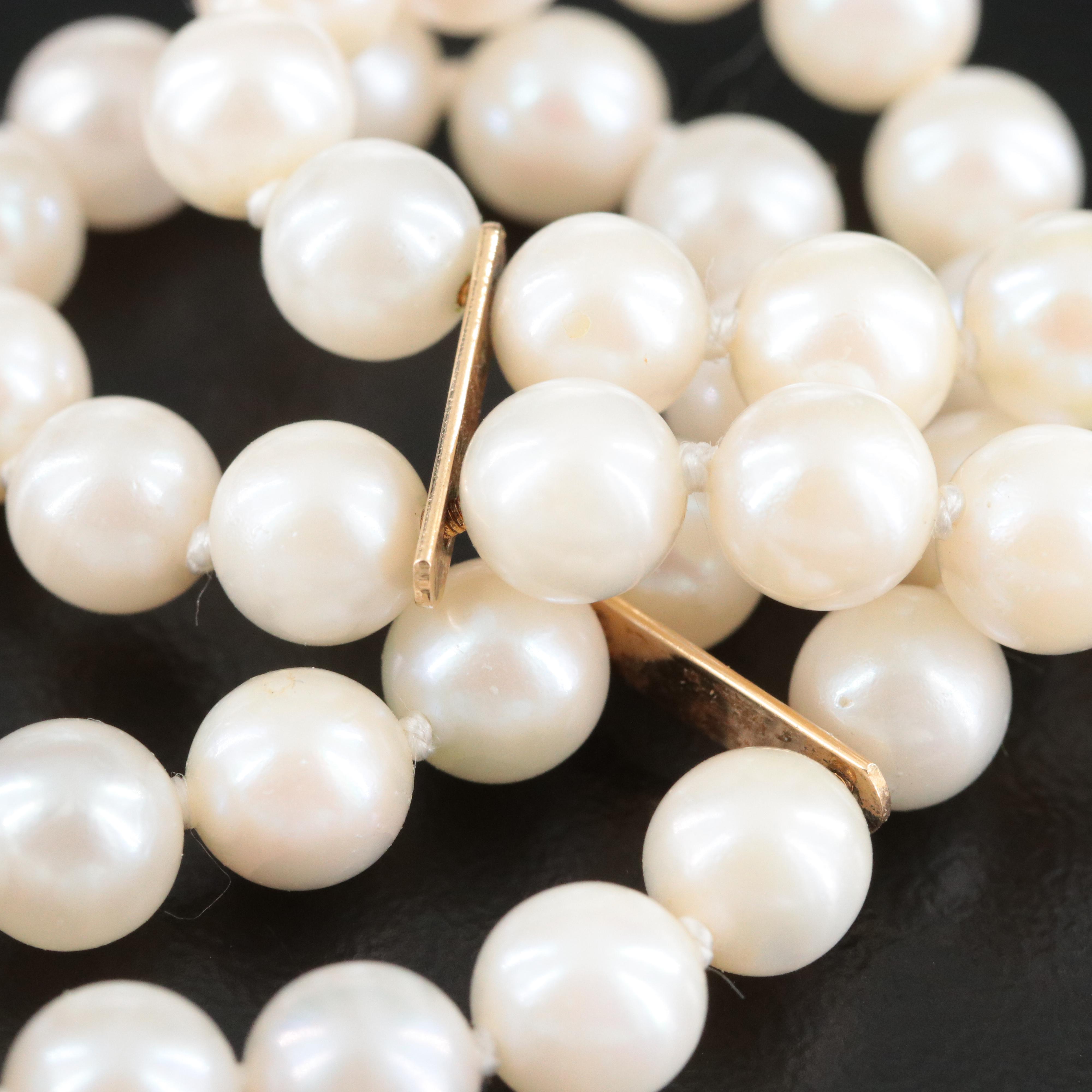 Pearl Double Strand Bracelet with 14K Spacer Bars and Flower Clasp