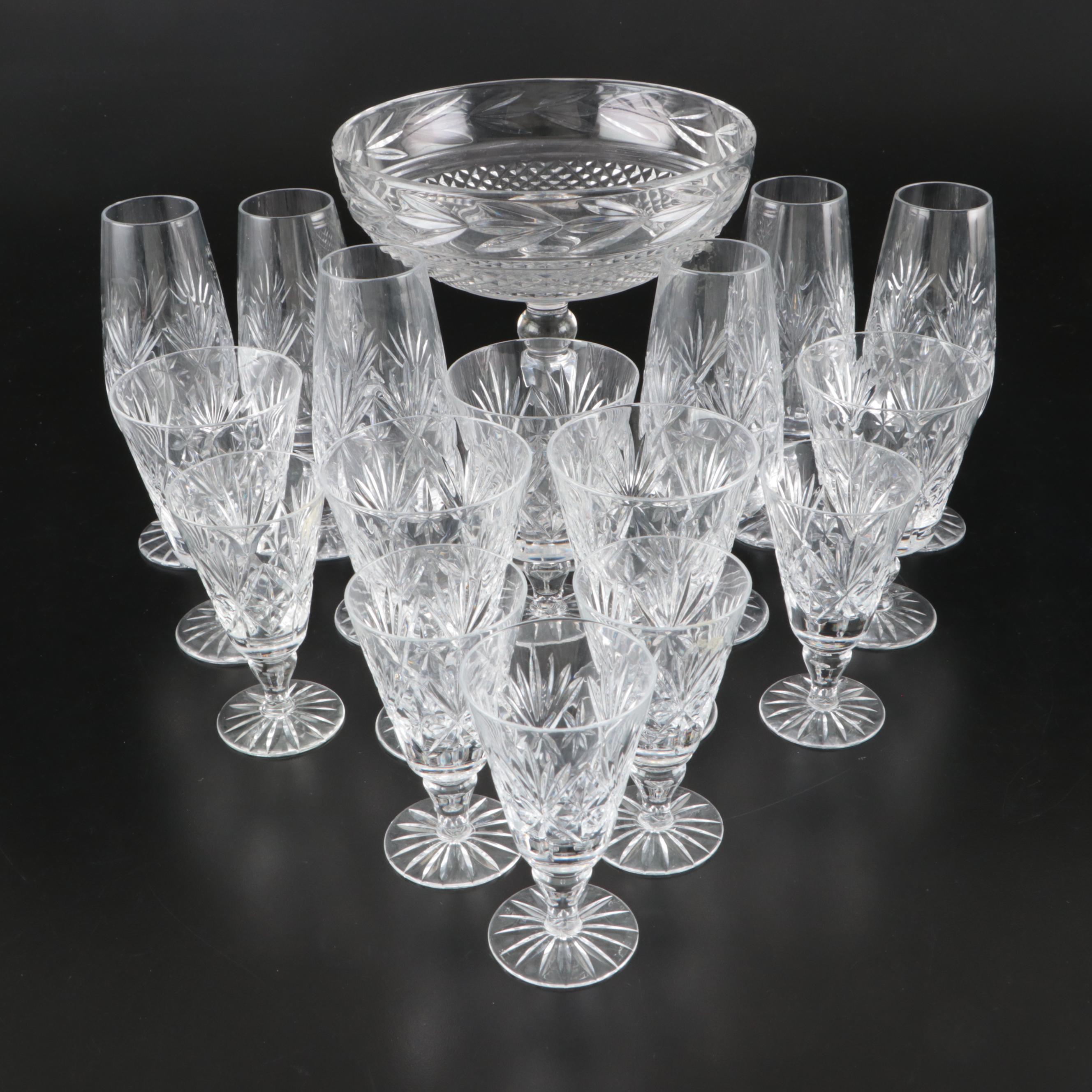 Tudor Star Etched Crystal Stemware with Galway "Leah" Crystal Candy Dish