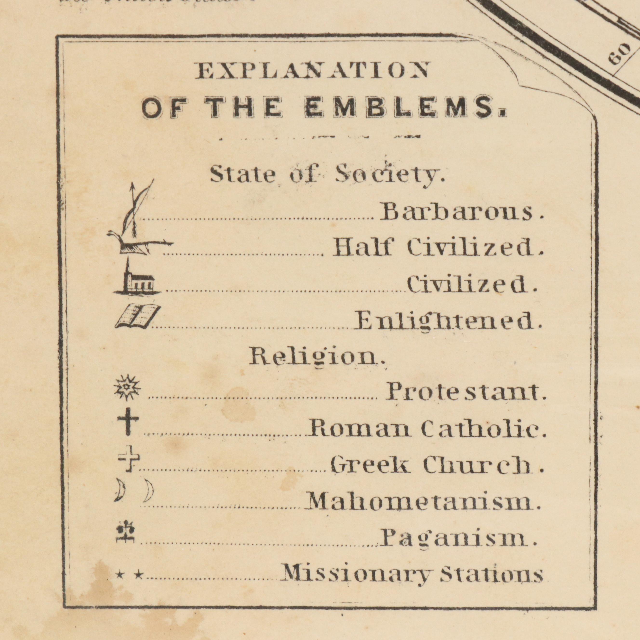 Stiles, Sherman & Smith Hand-Colored Engraved "Map of the World," circa 1839
