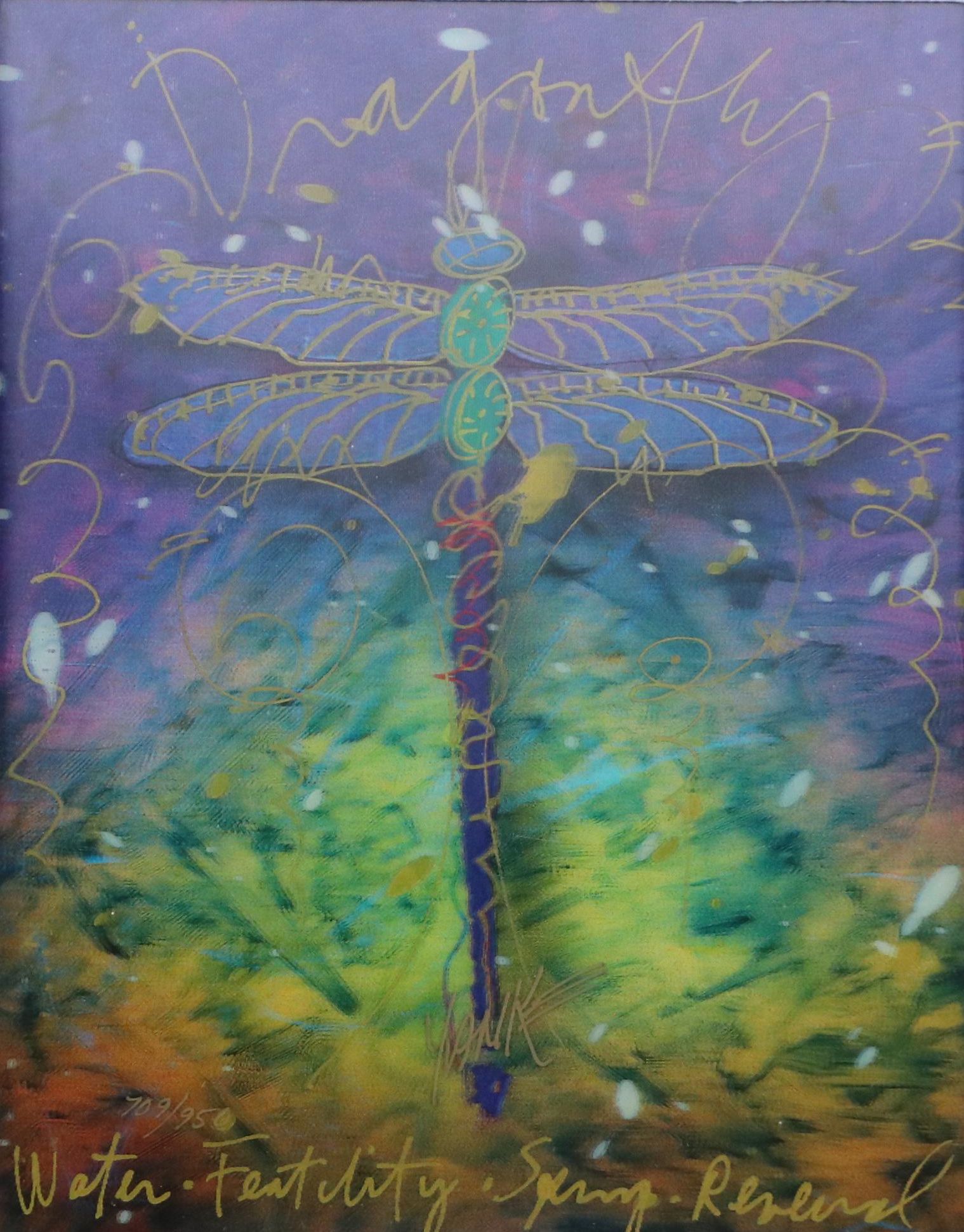 Tim Yanke Lenticular Print of Dragonfly "Violet Fertility"