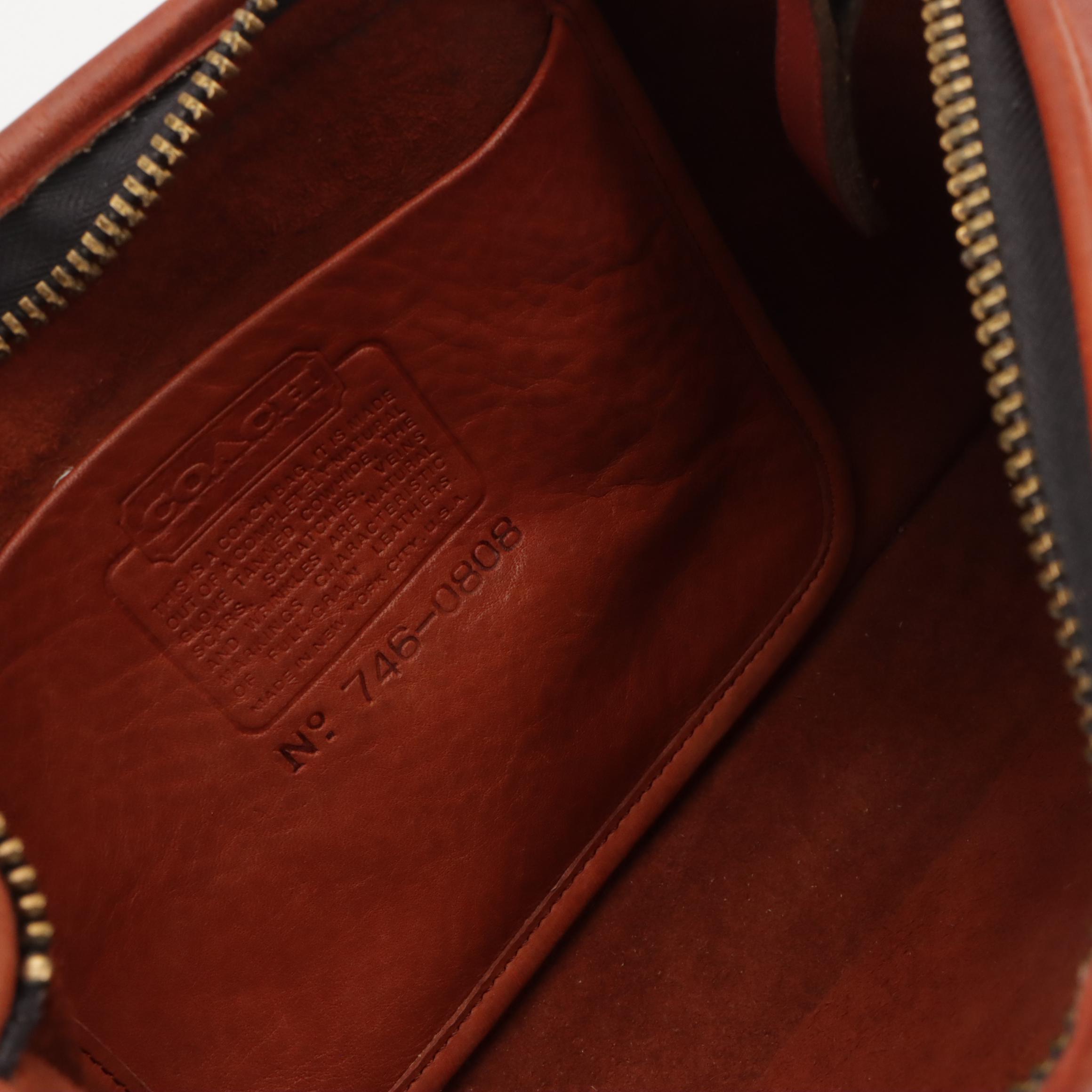 Coach Vintage Zippered Top Handle Bag in Burnt Umber Leather, 1970s