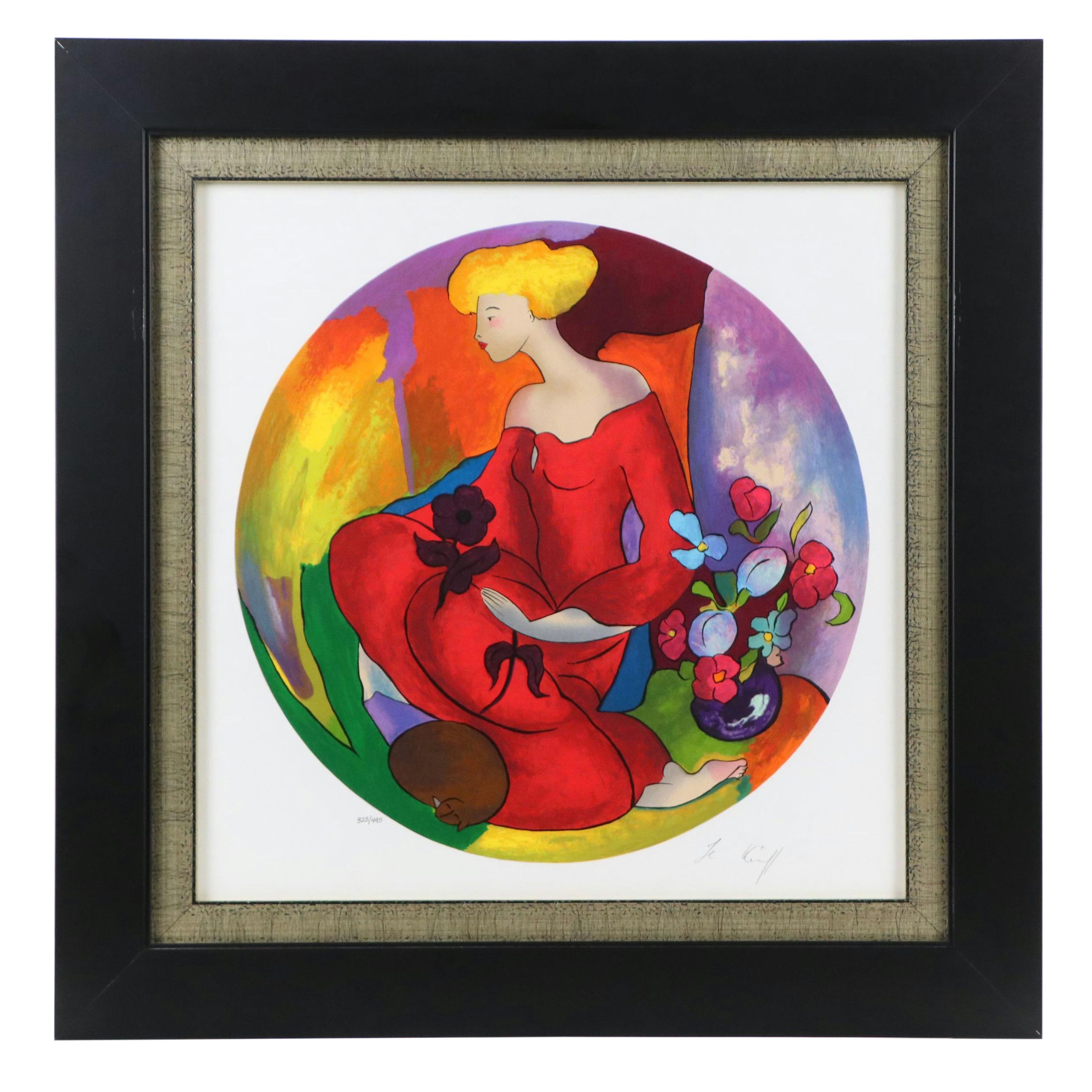 Linda Le Kinff Serigraph "L'Orchidee Noire"